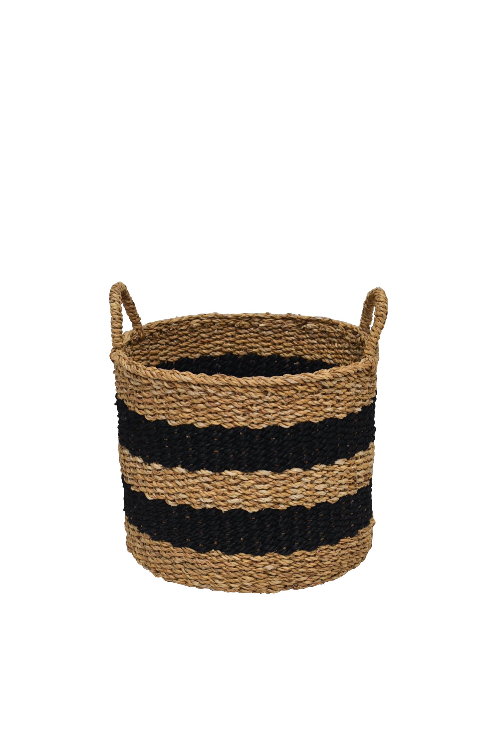 Jute Striped Baskets A/3 - Black/Natural