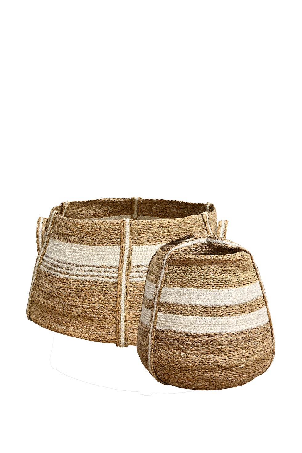 Amini Baskets A/2 - Natural w/White