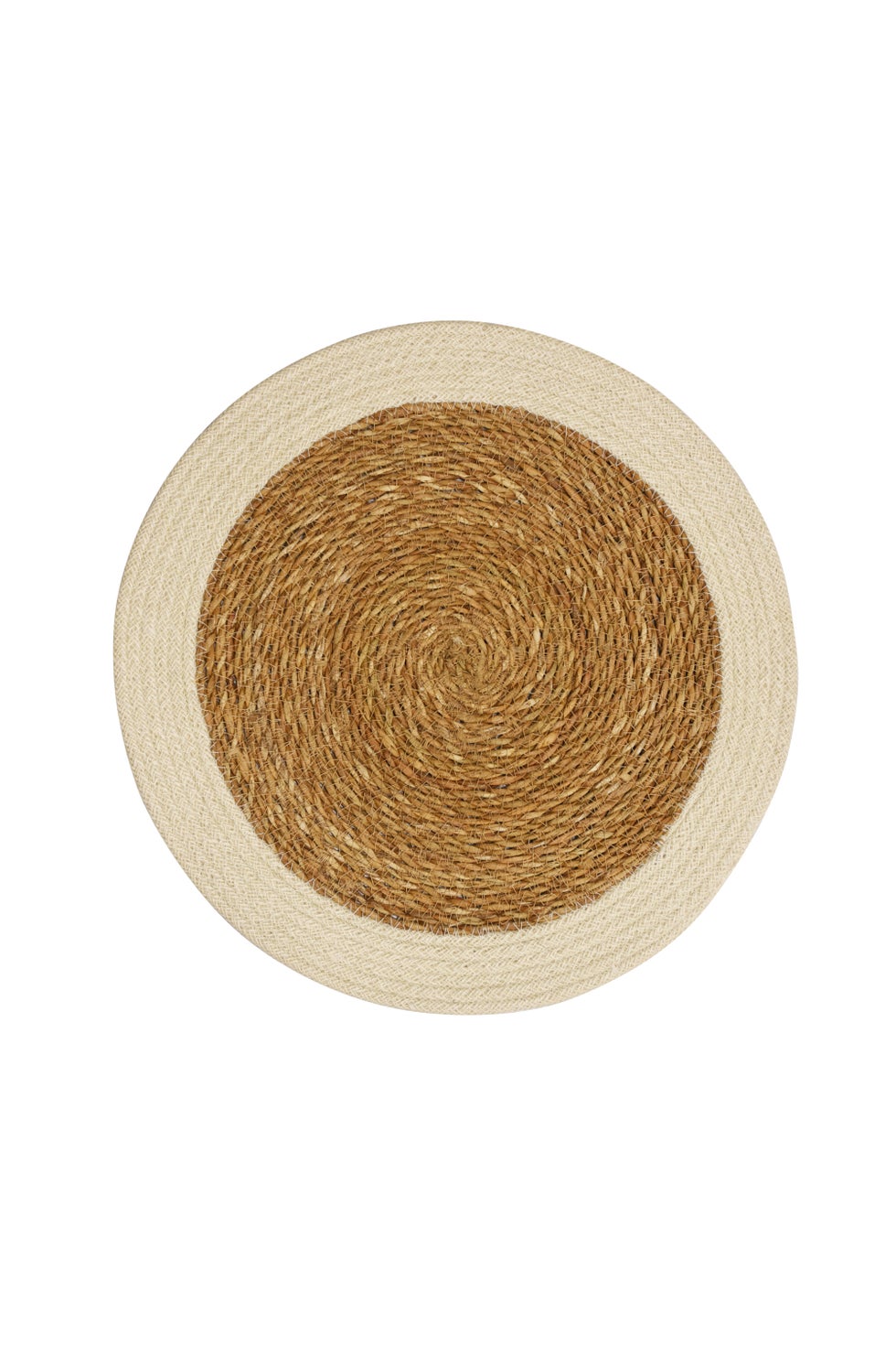 Placemat Round w/Thick White Edge - Natural