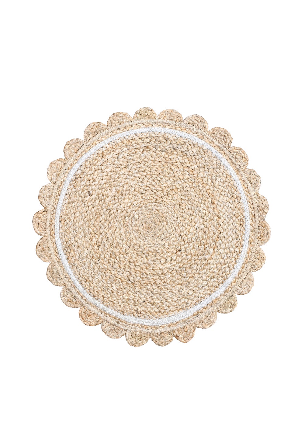 Placemat Scalloped - Natural w/White