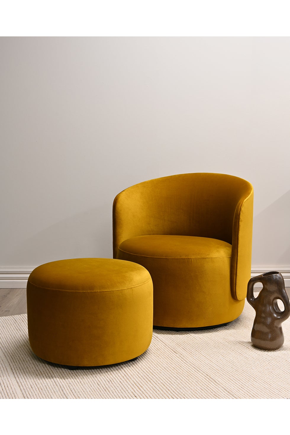 The Estella Swivel Chair - Velvet Mustard