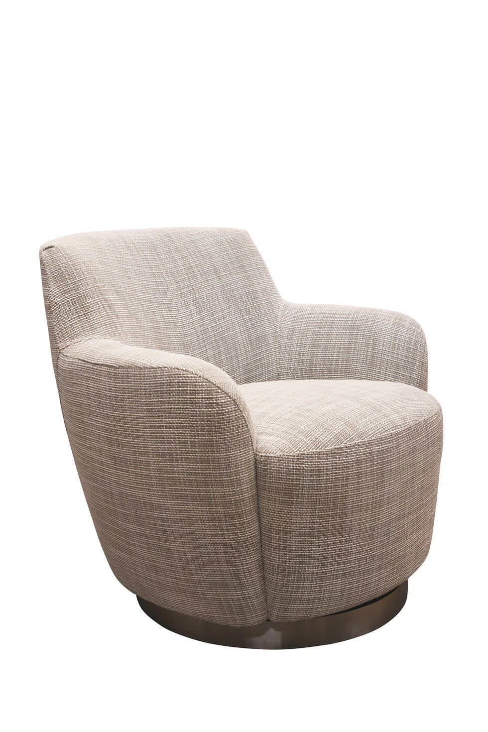 BAXTER Logan Swivel Chair - Taupe Tweed*
