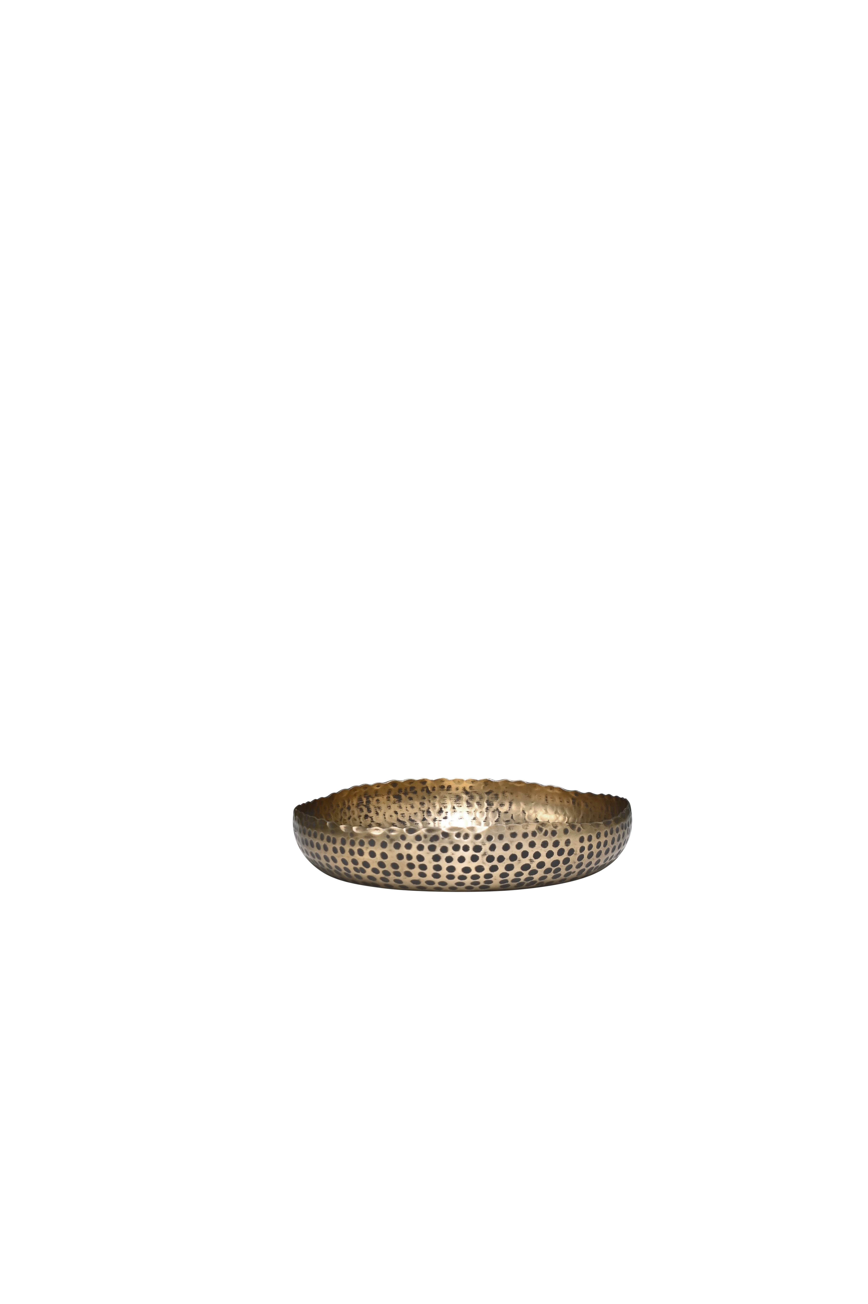 ANKARA Hammered Low Bowl - Vintage Brass Finish