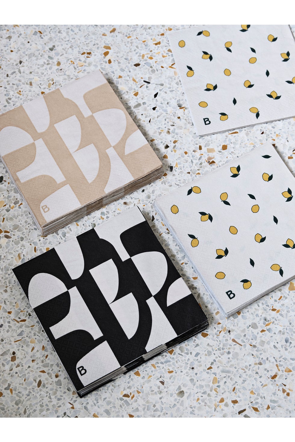 BROSTE Paper Napkin Lemon - Off White/Yellow