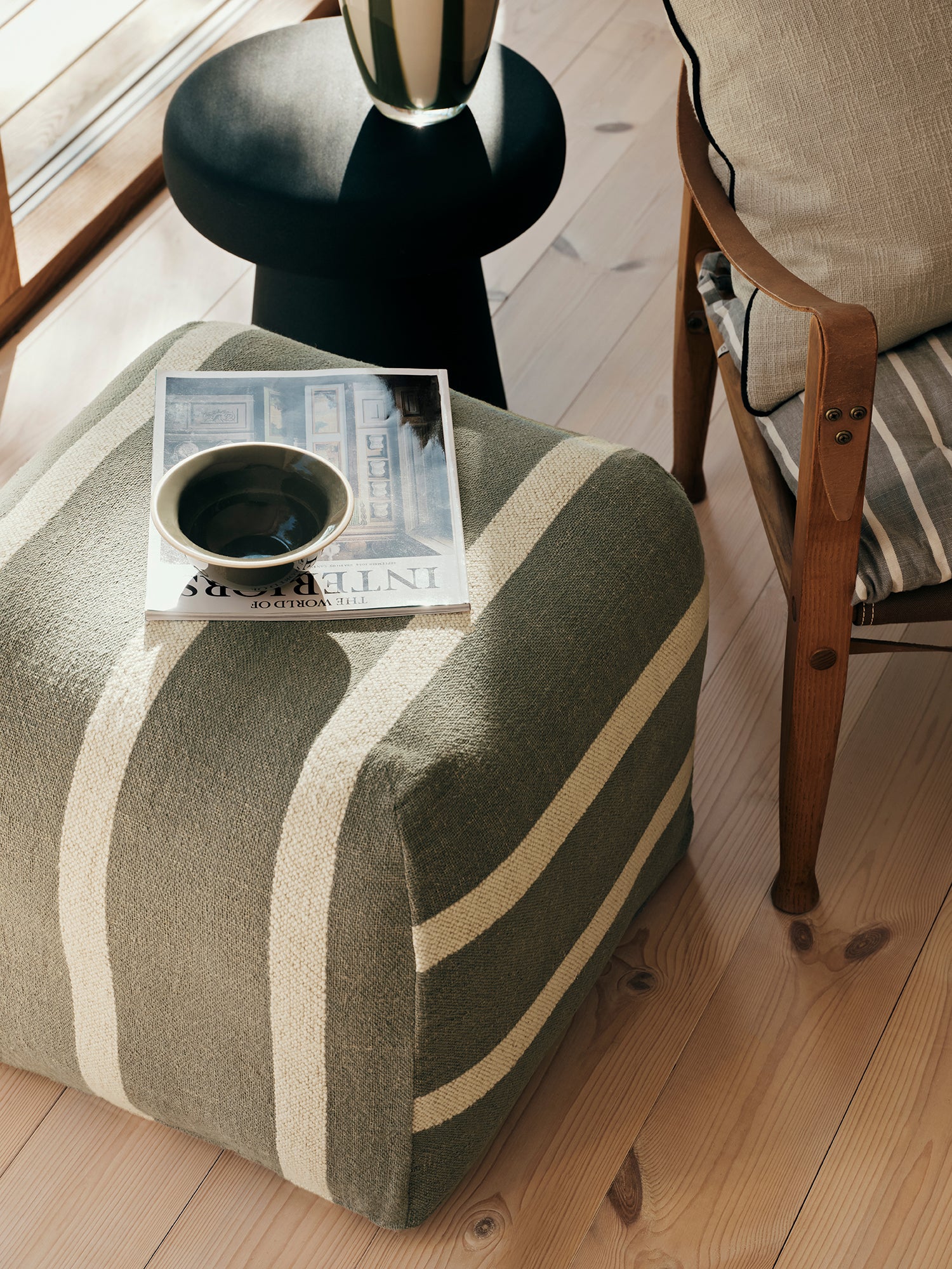 BROSTE Pouf Sigrid - Agave Green/Light Beige 