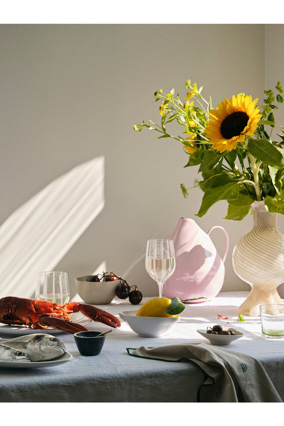 BROSTE Vase Mella - Taupe Sand/Off White*