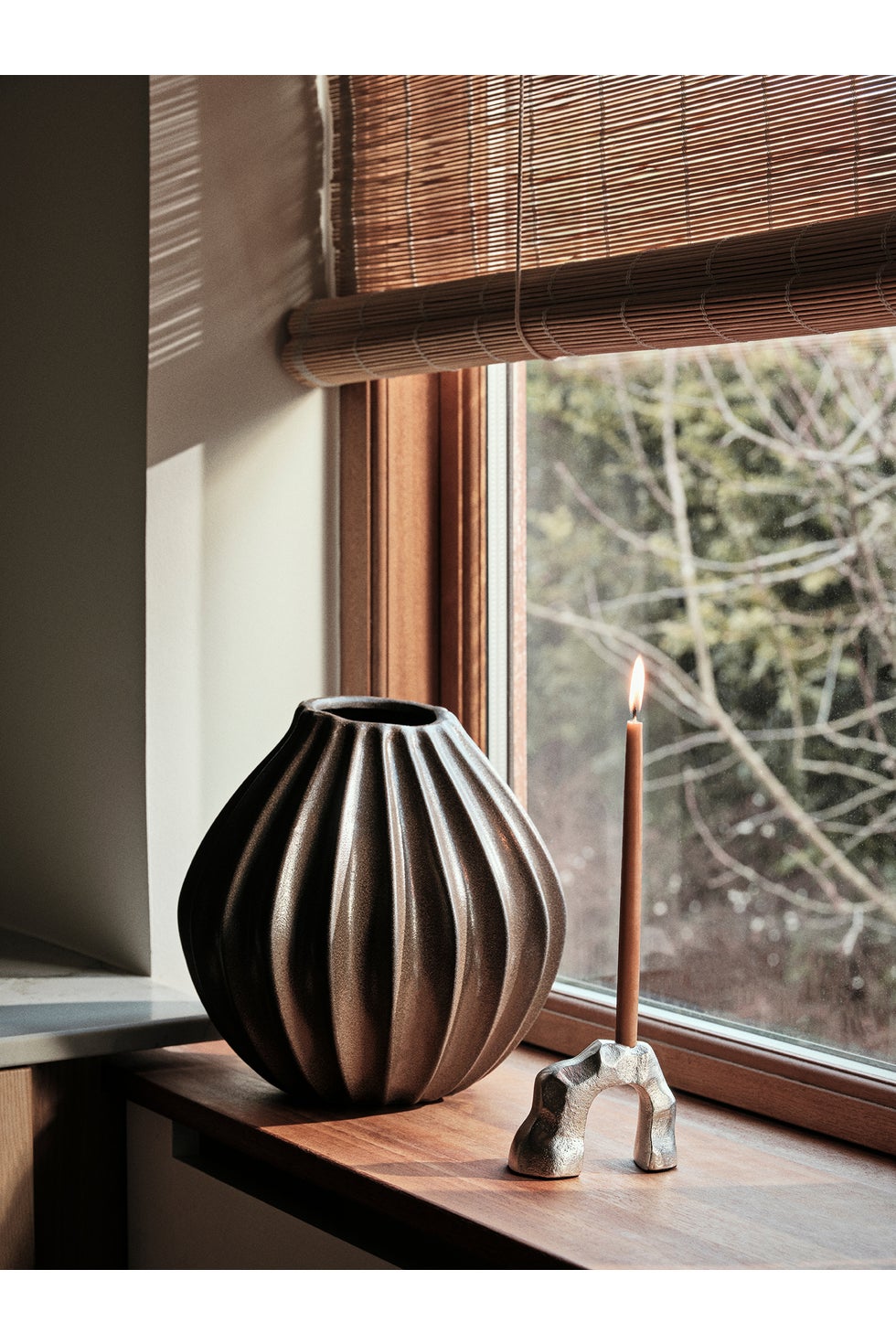 BROSTE Vase Wide Medium - Antique Brown