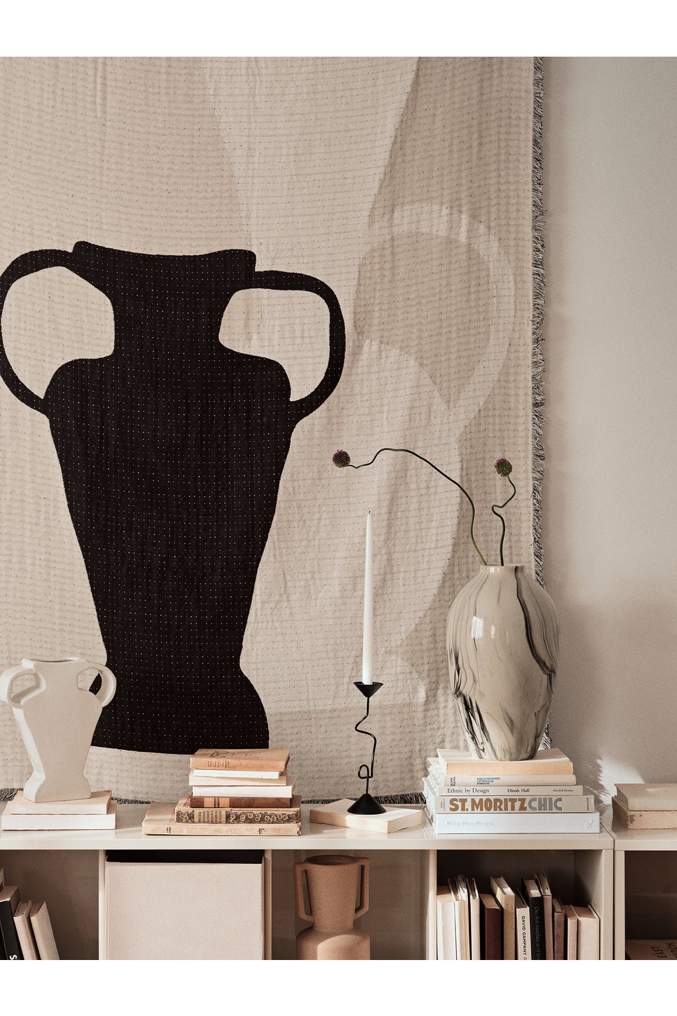 BROSTE Vase Ingrid L - Beige/Black