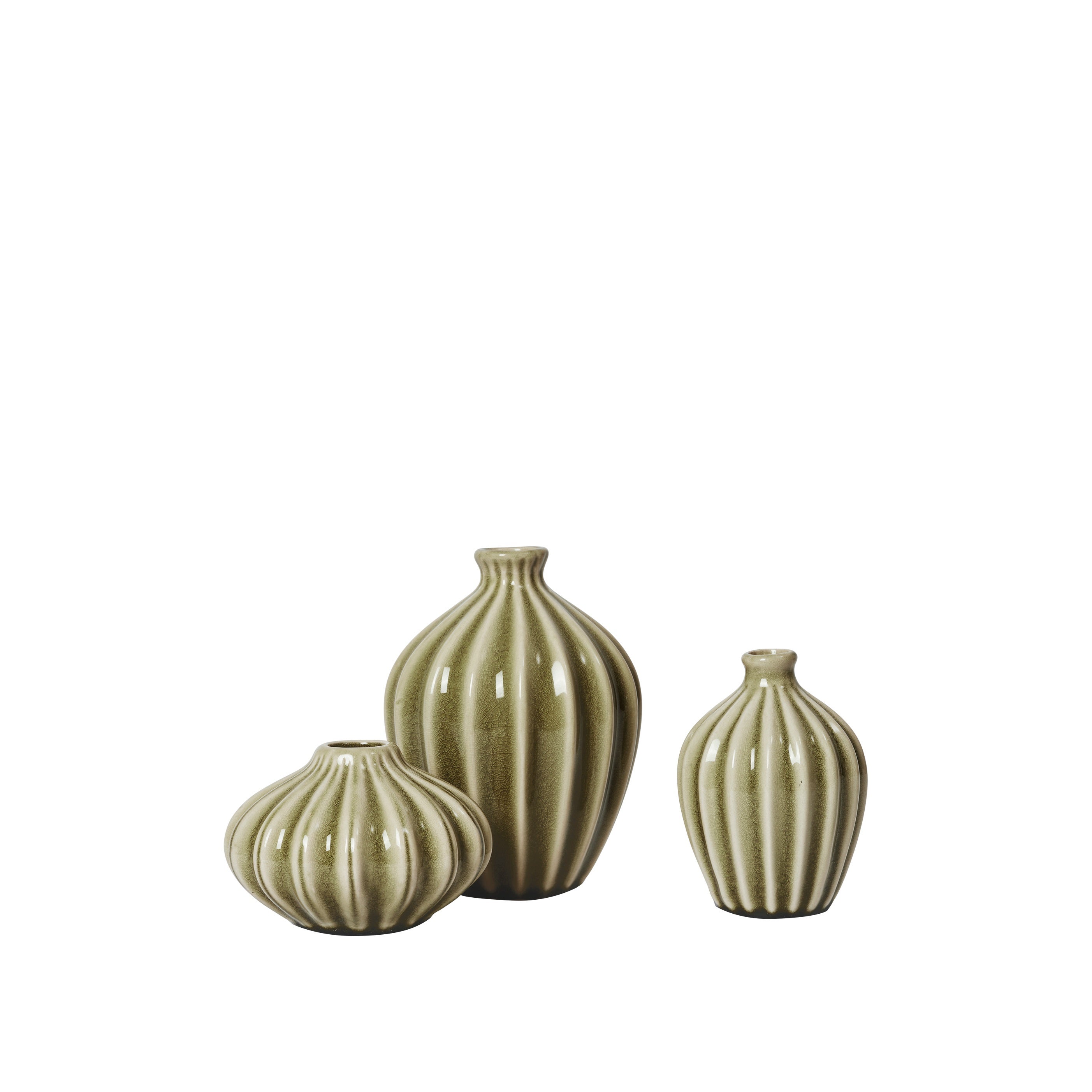 BROSTE Vase Amalie S/3 - Glossy Dry Sage