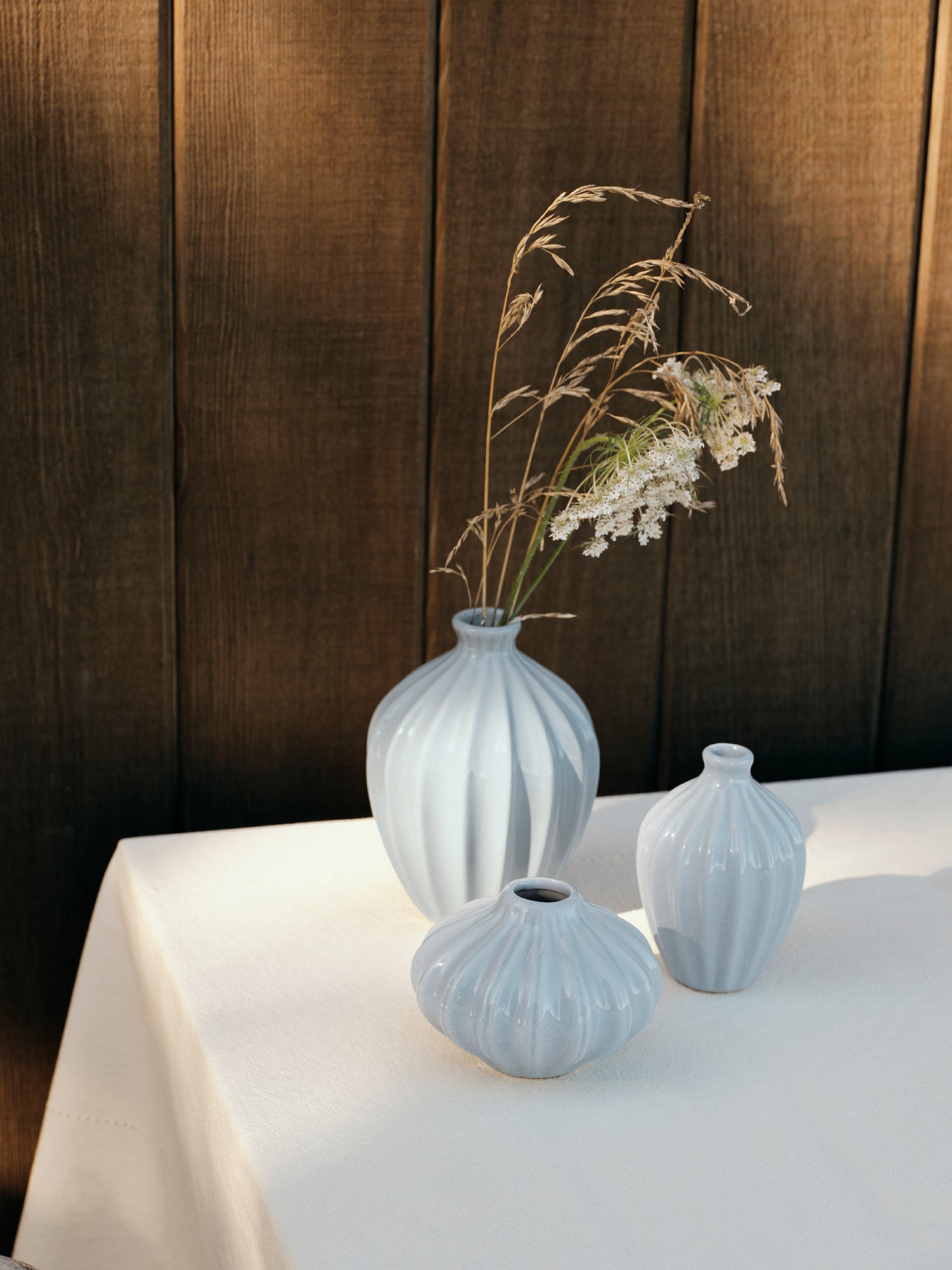BROSTE Vase Amalie S/3 - Glossy Light Blue