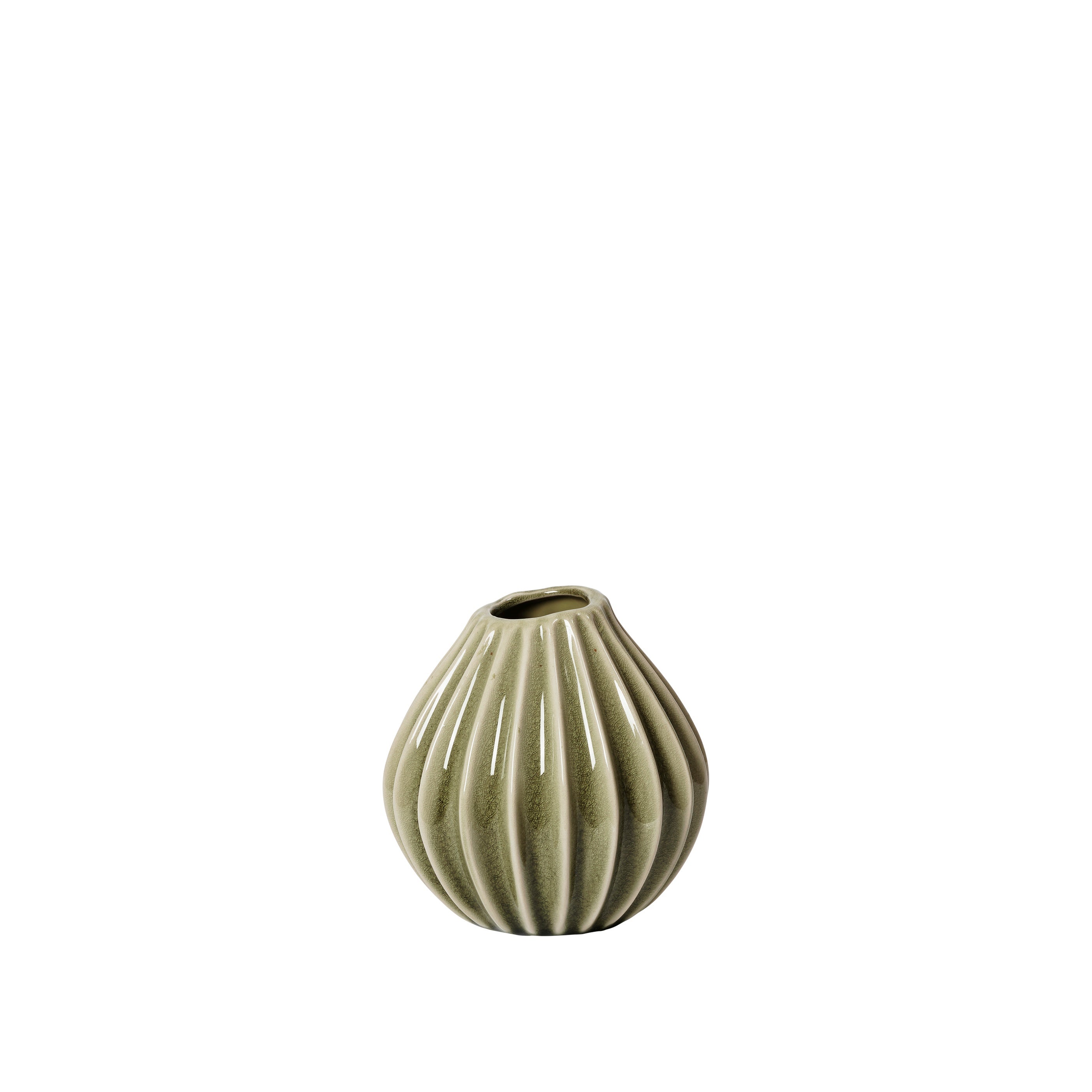 BROSTE Vase Wide Small - Glossy Dry Sage 