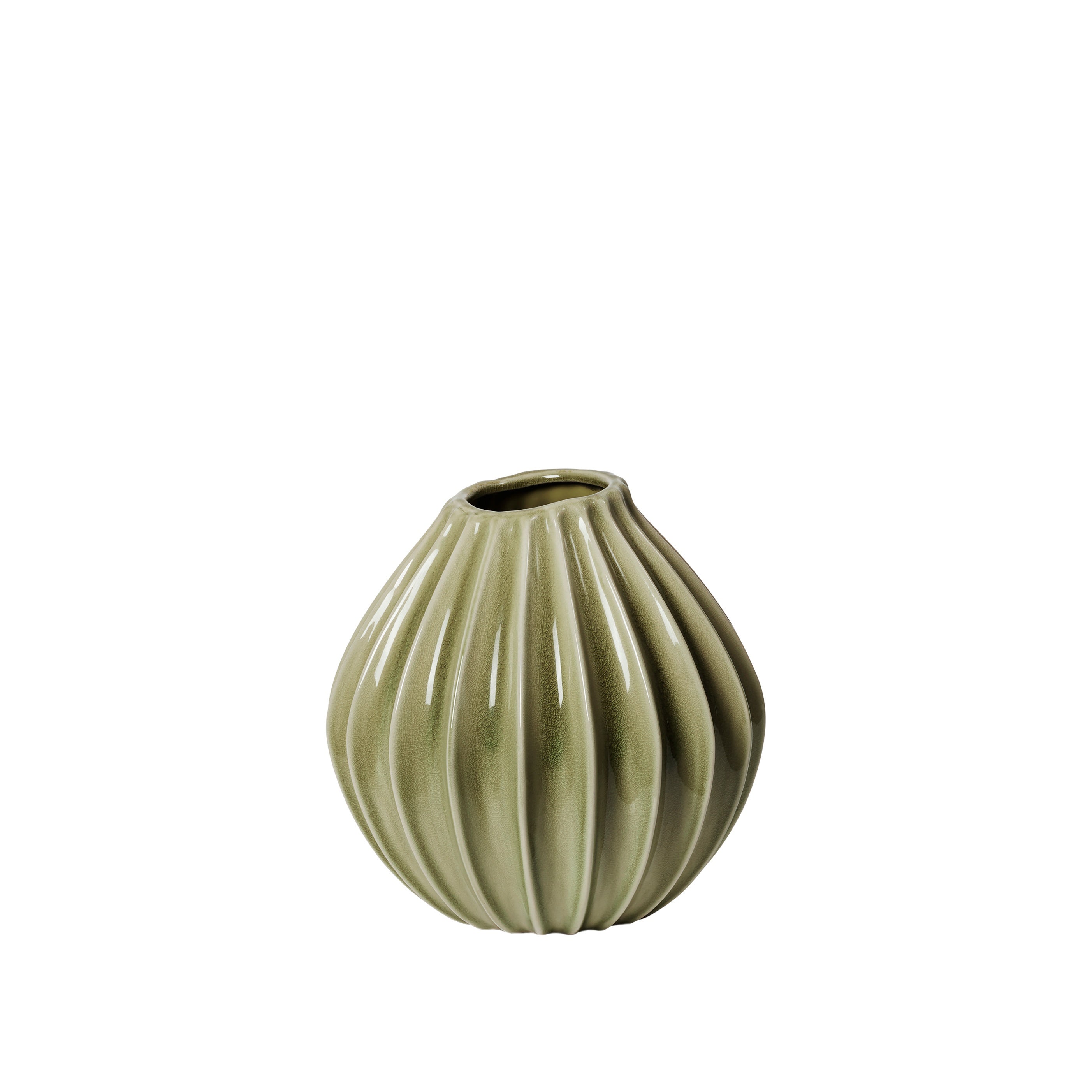 BROSTE Vase Wide Medium - Glossy Dry Sage 