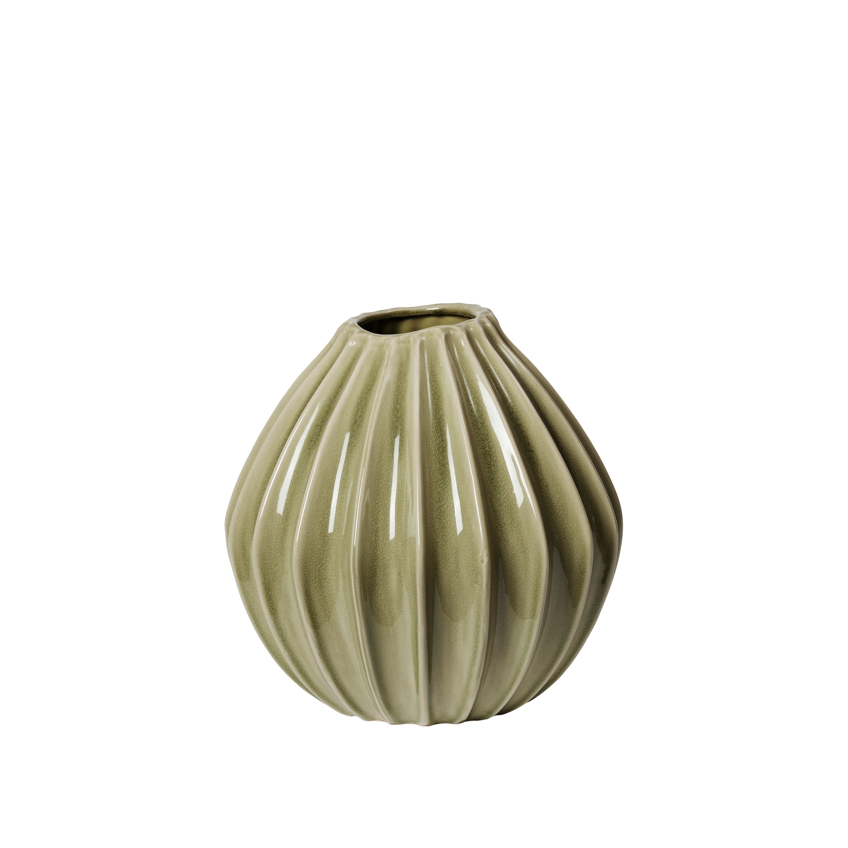 BROSTE Vase Wide Large - Glossy Dry Sage 