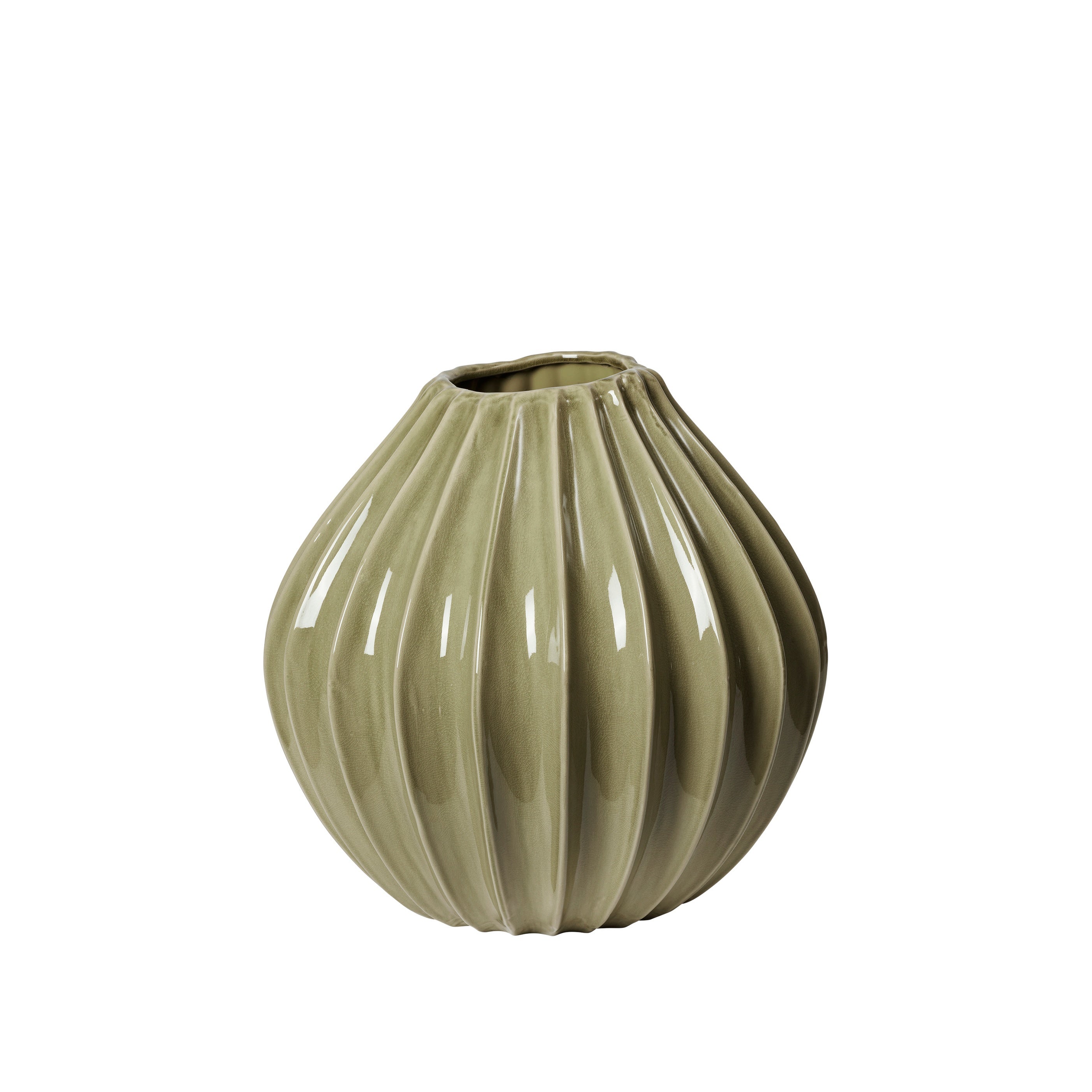 BROSTE Vase Wide X-Large - Glossy Dry Sage 
