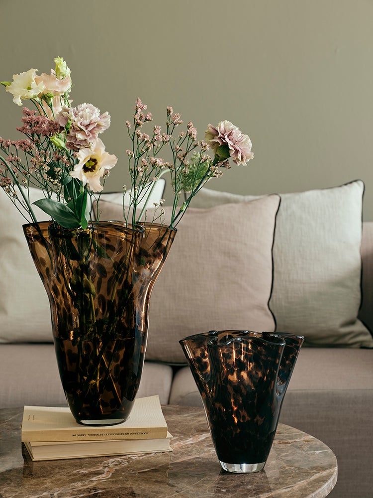 BROSTE Vase Liva - Brown Leopard