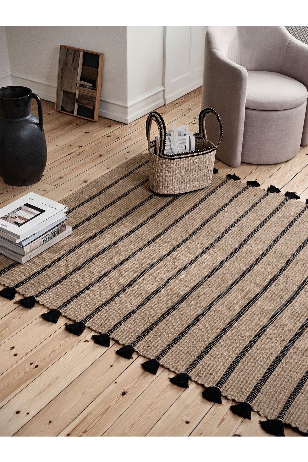 BROSTE Rug Ezra - Natural/Black 140*200