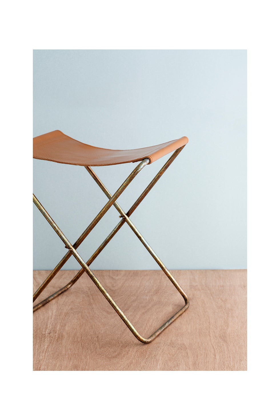 BROSTE Nola Leather Stool - Antique Copper