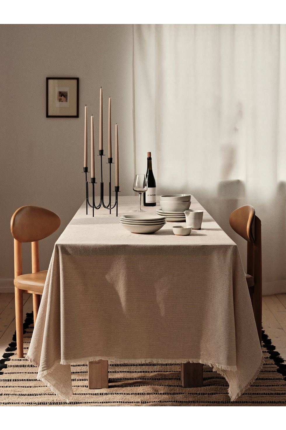 BROSTE Tablecloth Elouise - Taupe (Fungi Grey)/Off-White 160*300