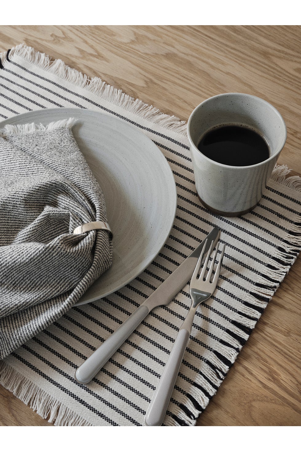 BROSTE Placemat Elouise S/2 - Off White/Black