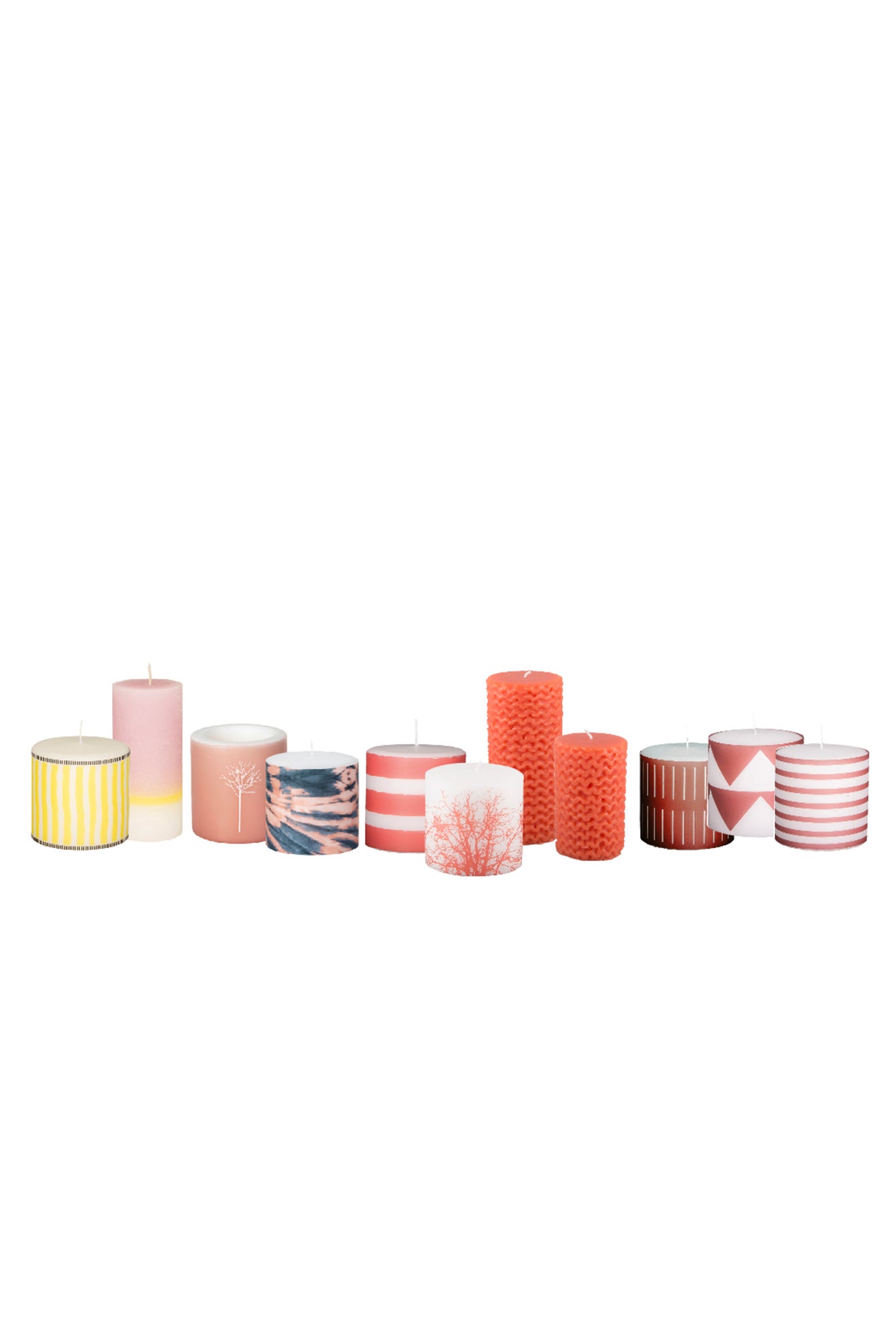 BROSTE Candle Pillar H100 - Rose Stripe OR Plain White