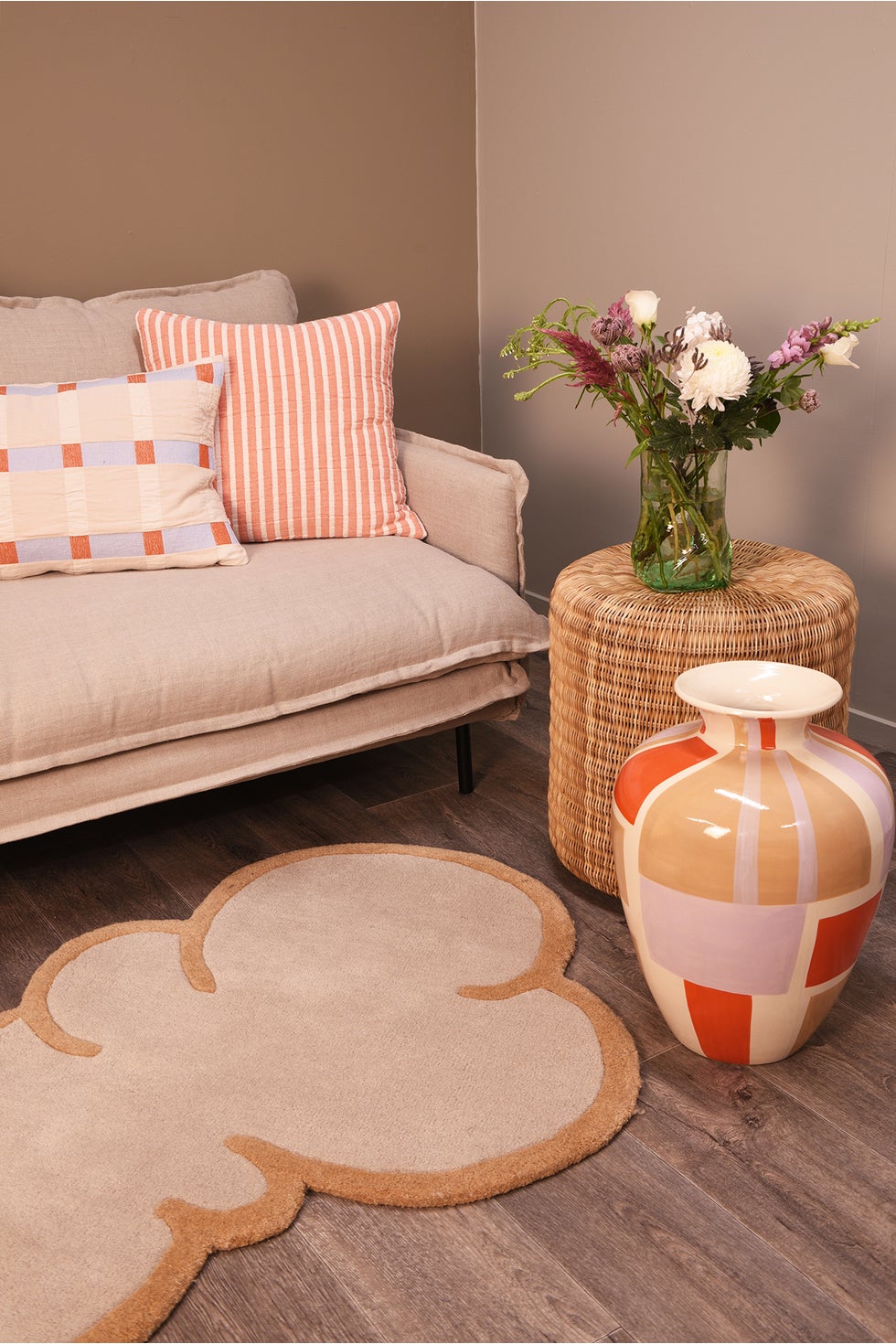 BROSTE Cushion Cover Evi - Orange/Off-White 50*50*