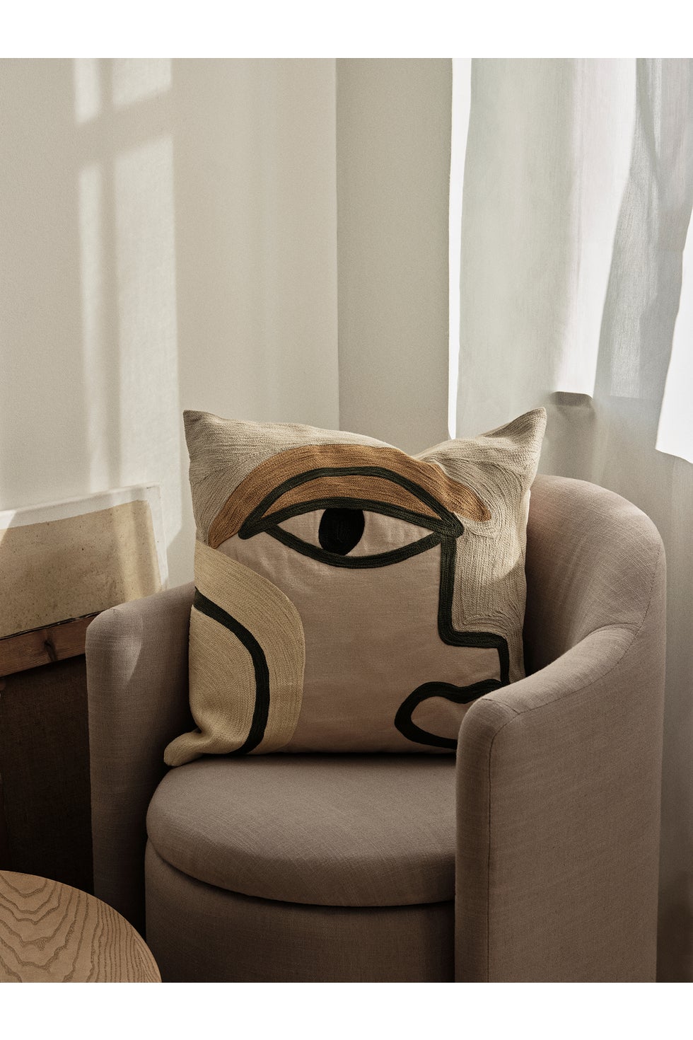 BROSTE Cushion Cover Manon - Sand/Grape Leaf Green 50*50*