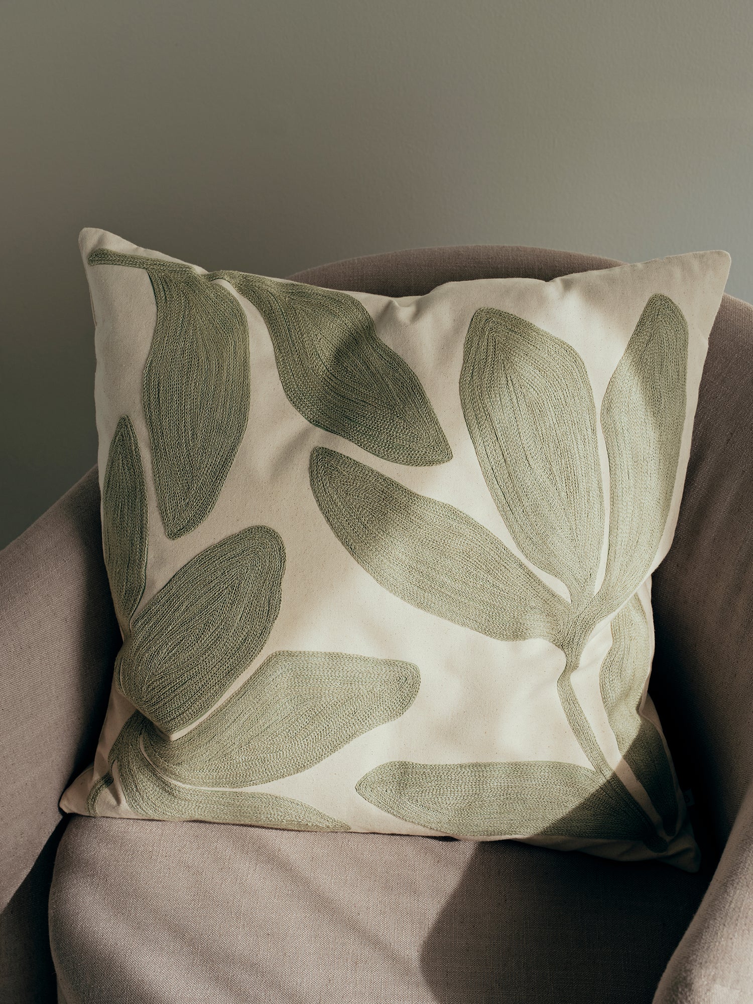 BROSTE Cushion Cover Herbert - Sage Green/Natural 50*50