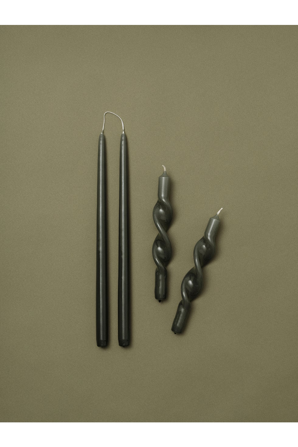 BROSTE Candle Twist Giftboxed S/2 - Glossy Grape Leaf Green