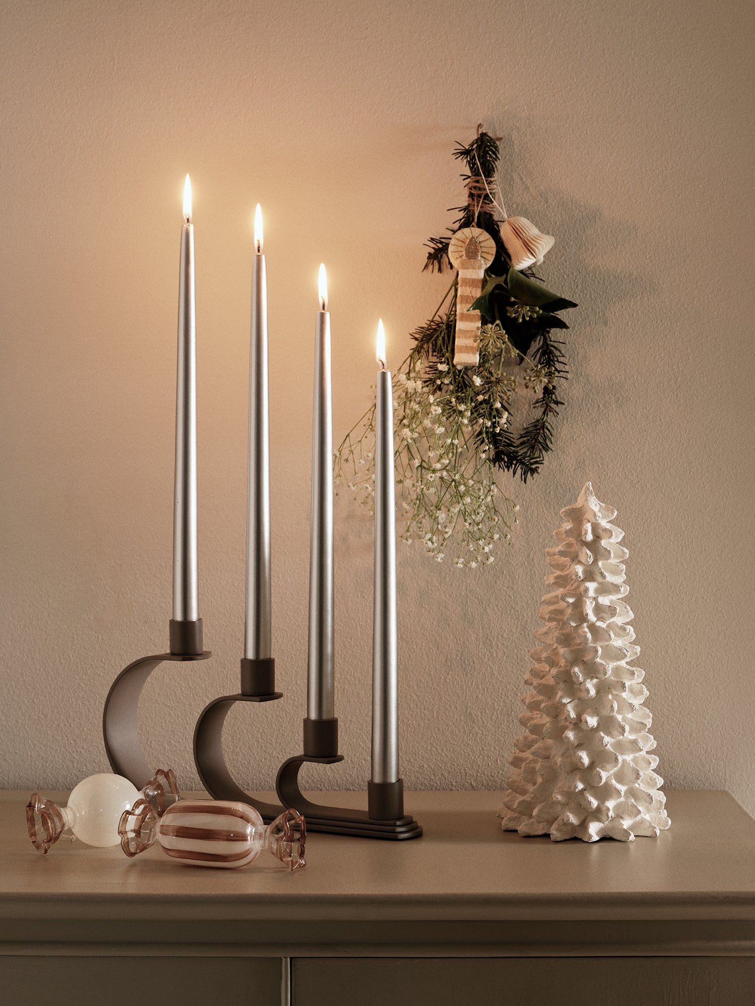 BROSTE Candle Taper S/4 H380 - Glossy Silver