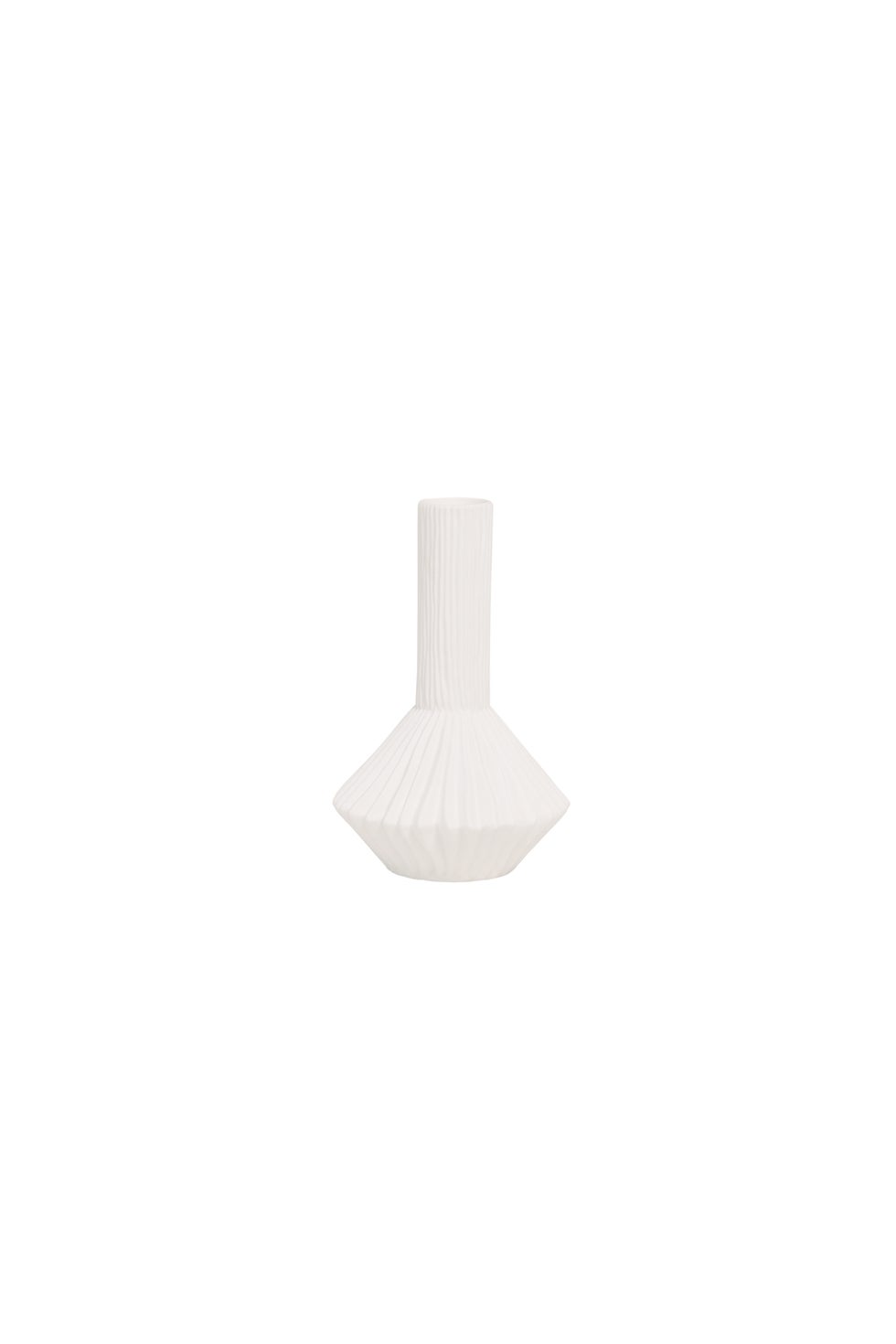 Pleated Bud Vase - White