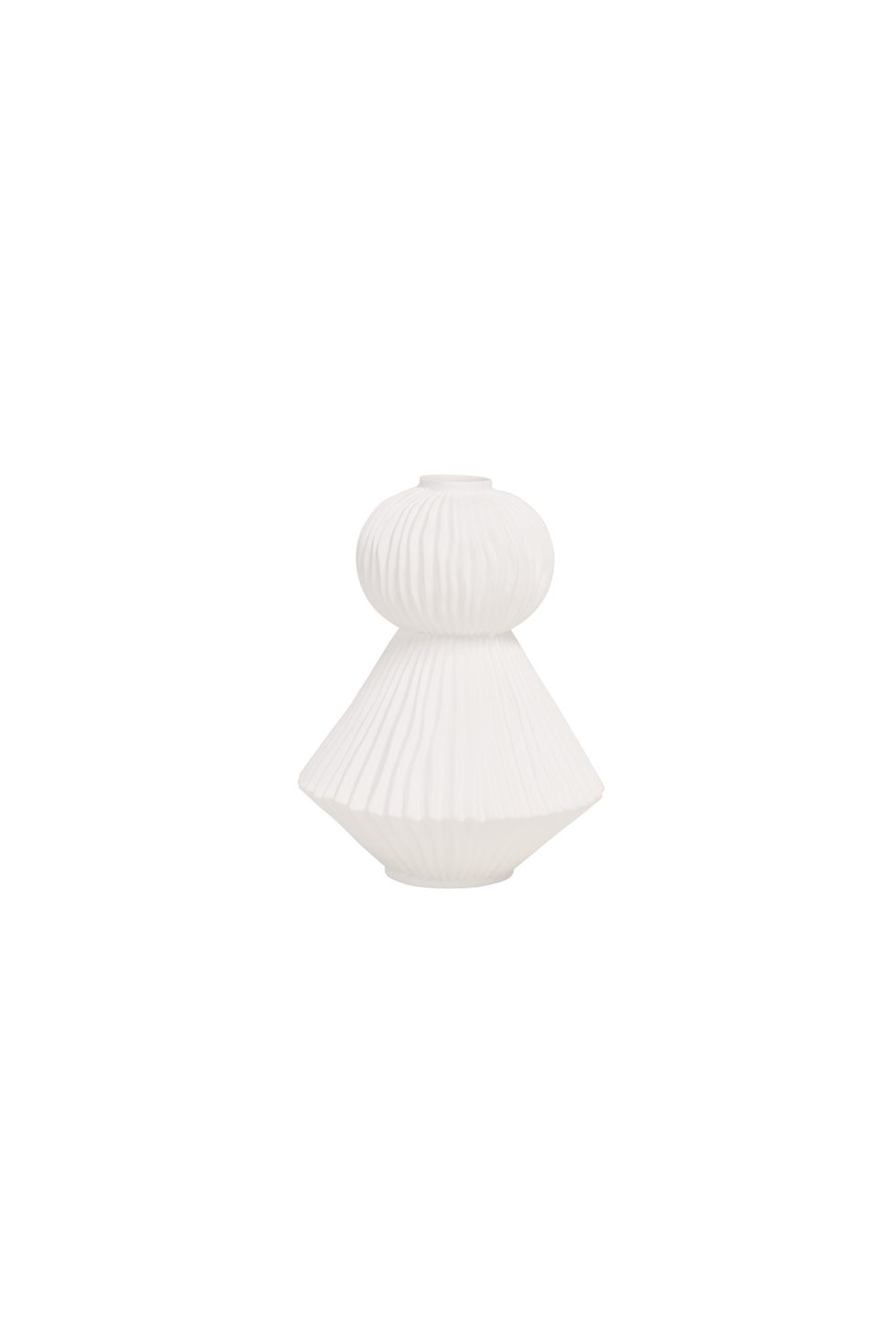 Pleated 2 Tier Round Vase - White