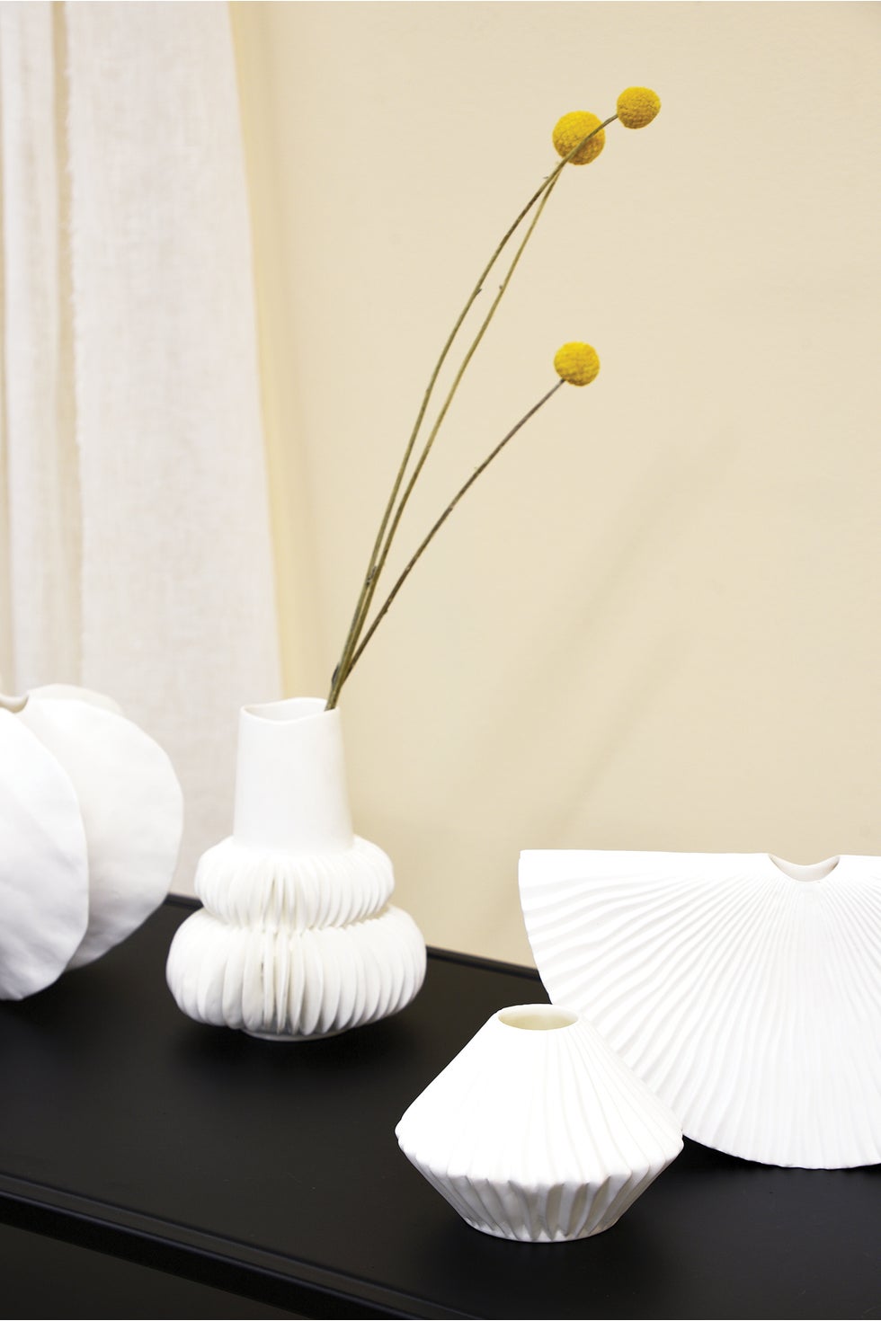 Pleated Mini Vase White