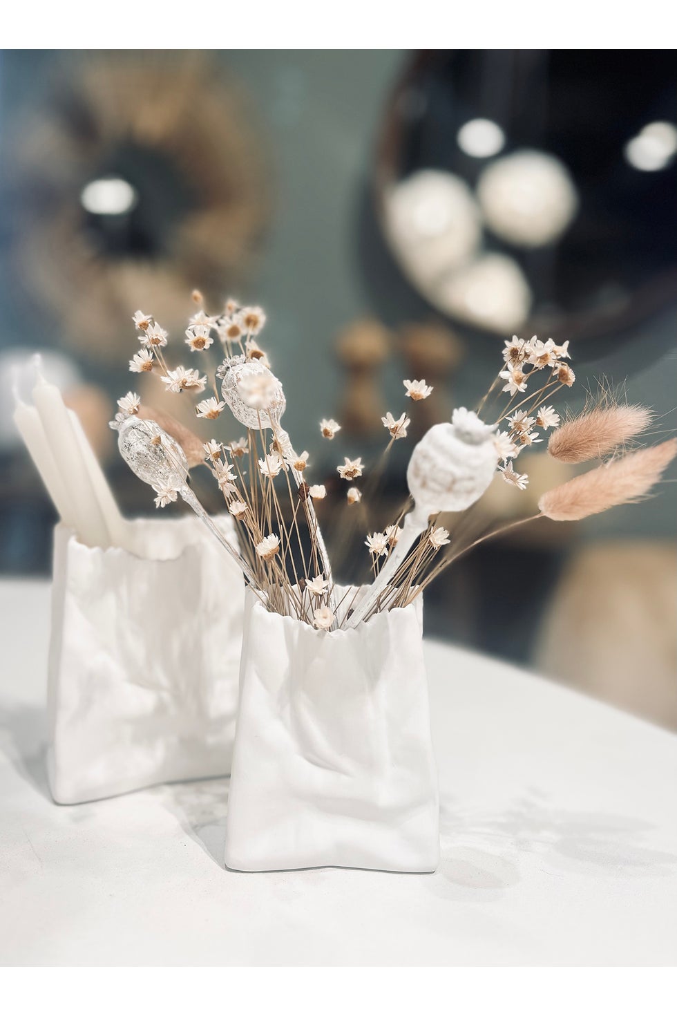 Small Paper Bag Vase - White