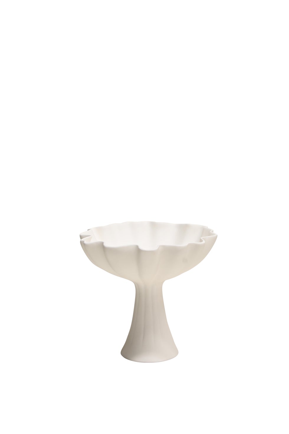 Ruffle Pedestal Dish - White