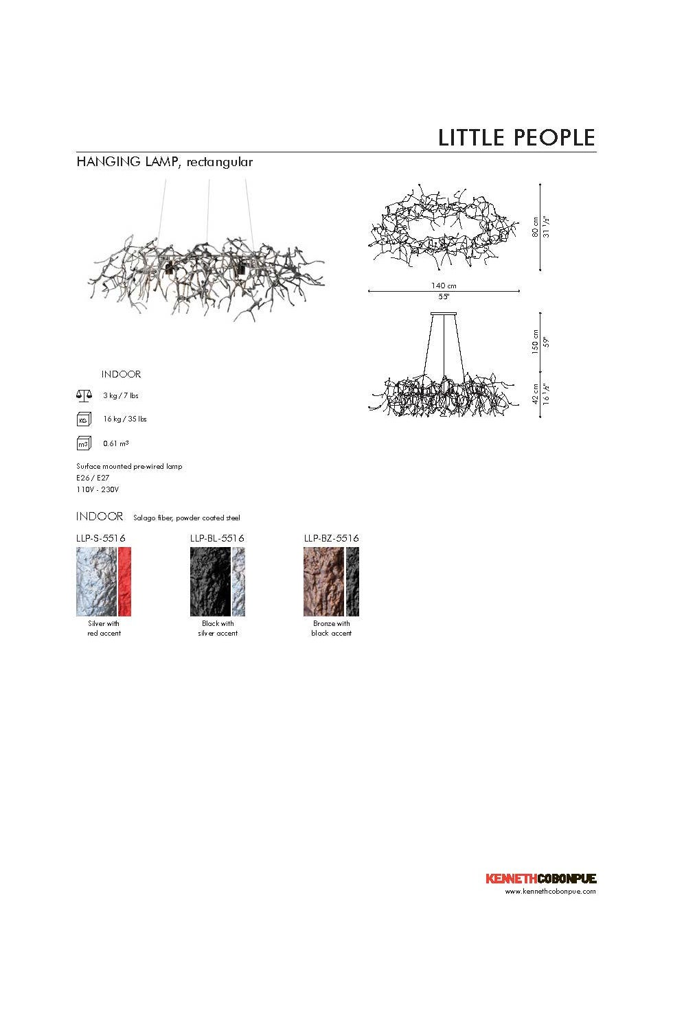 COBONPUE Little People Rectangular Hanging Light - Black/Silver