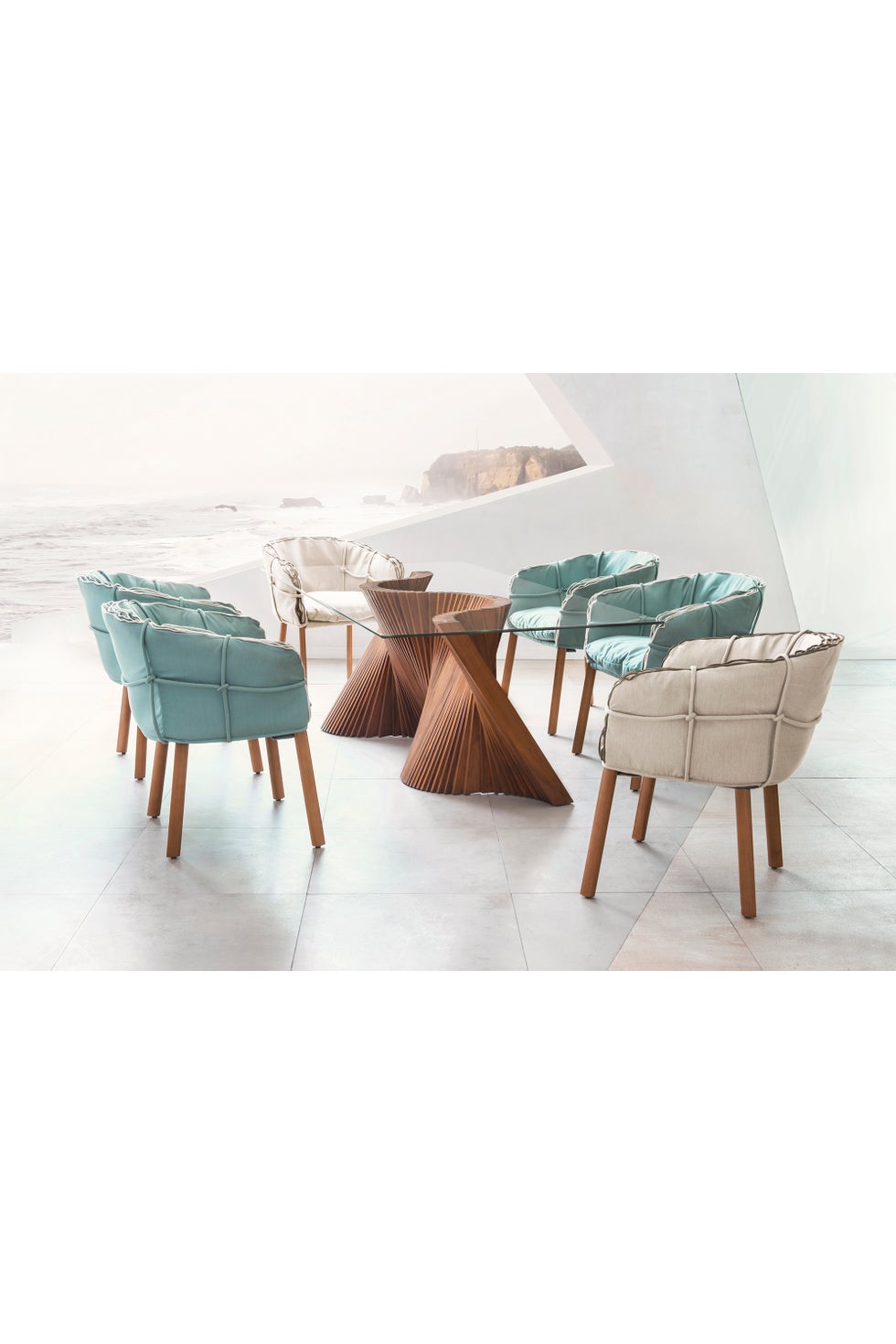 COBONPUE Wave Dining Table - Walnut (2pcs)