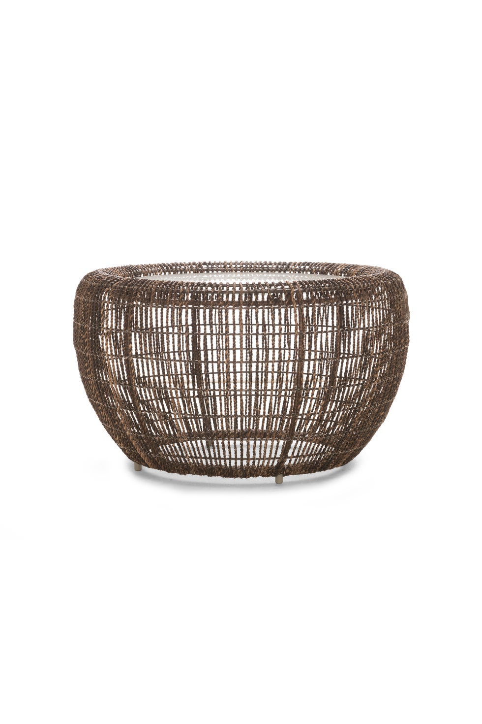 COBONPUE Croissant End-Table w/Glass Top Outdoor (2pcs)