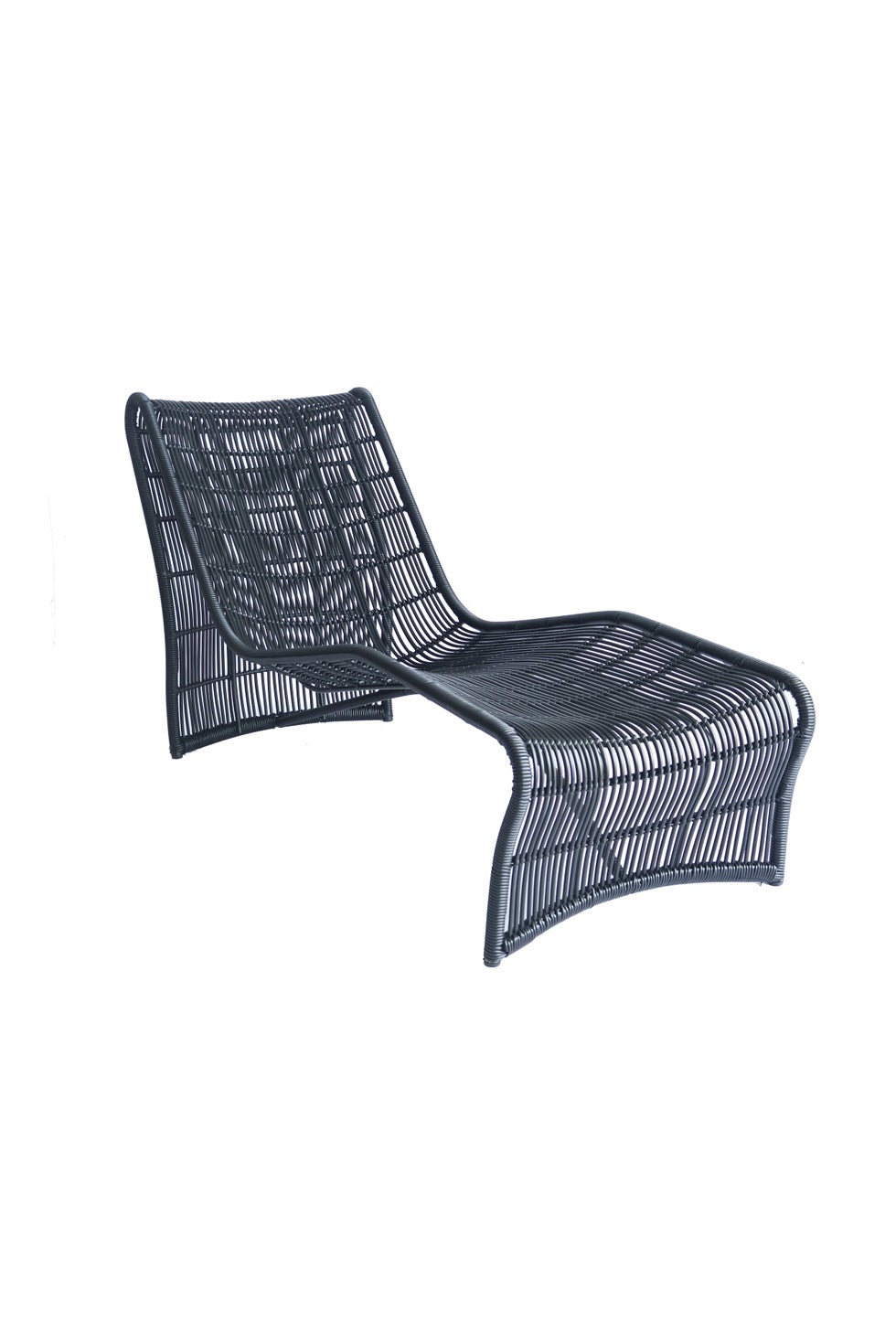 WAVE Sun Lounger Black w/Black Cushion (Straight Weave)