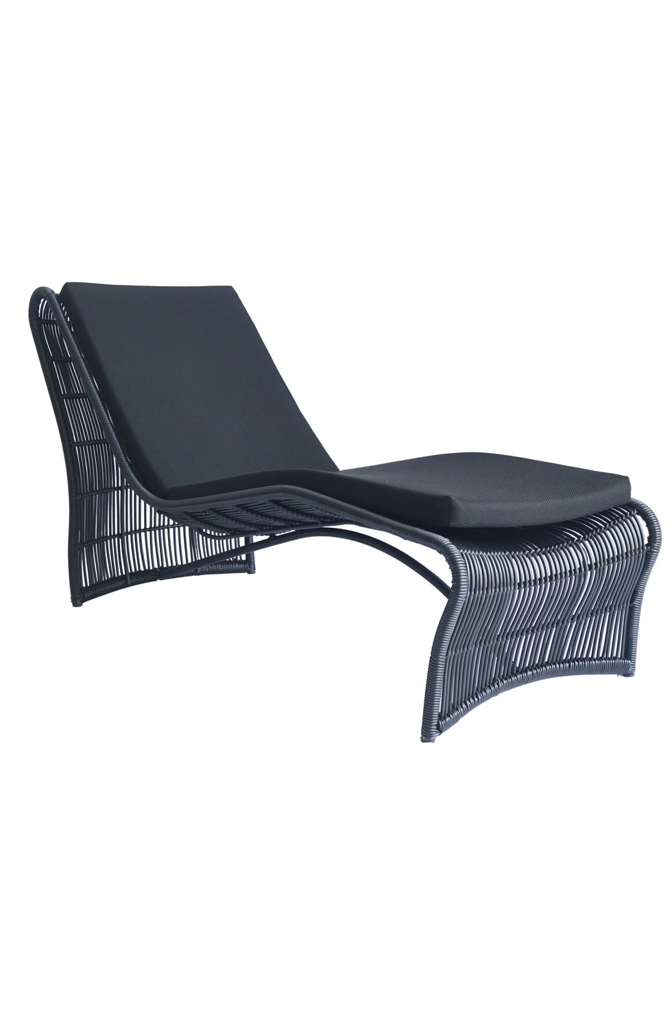 WAVE Sun Lounger Black w/Black Cushion (Straight Weave)