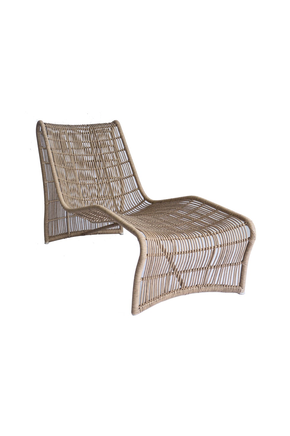 WAVE Sun Lounger Natural w/Black Cushion (Straight Weave)