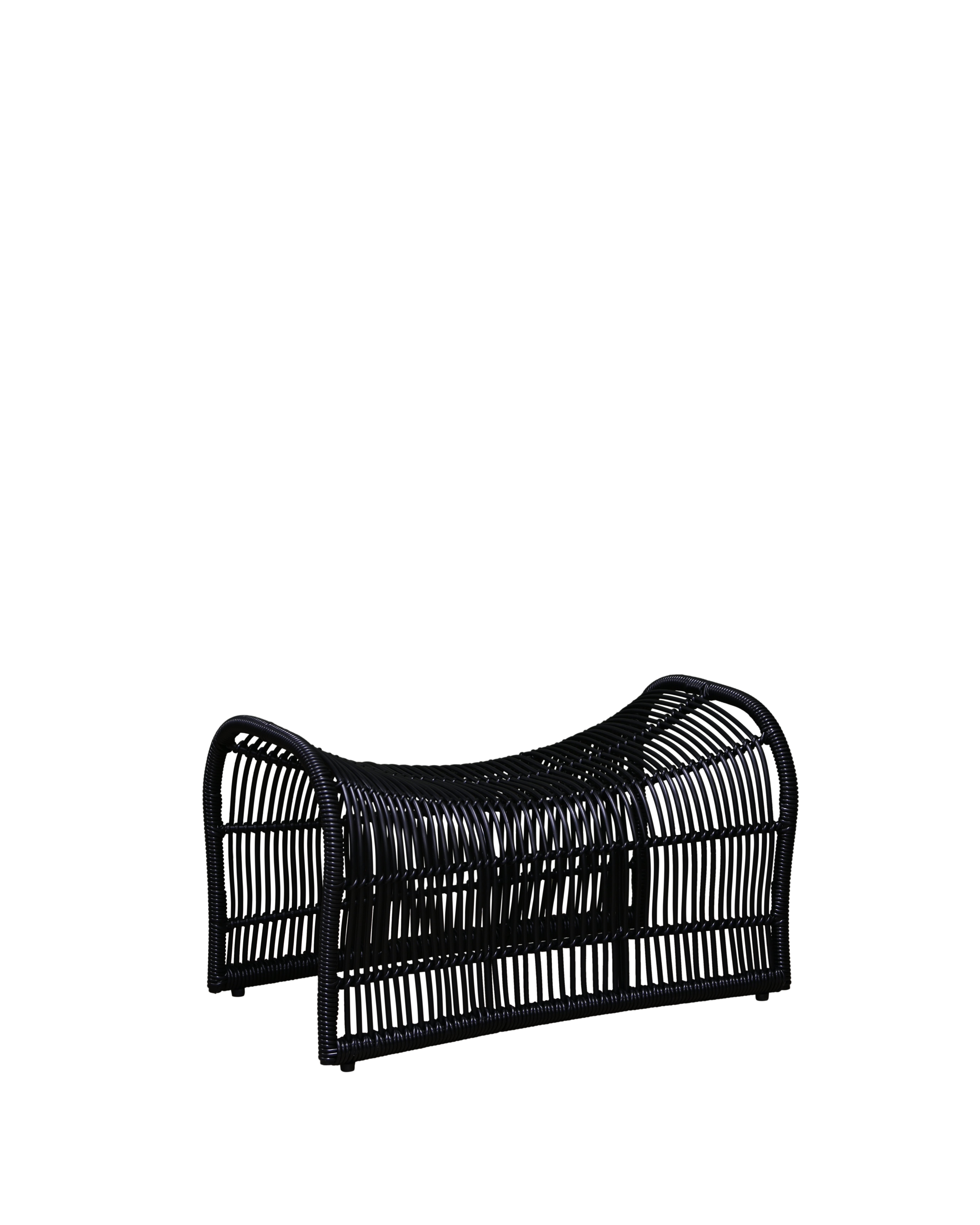 WAVE Foot Stool - Black (Straight Weave)
