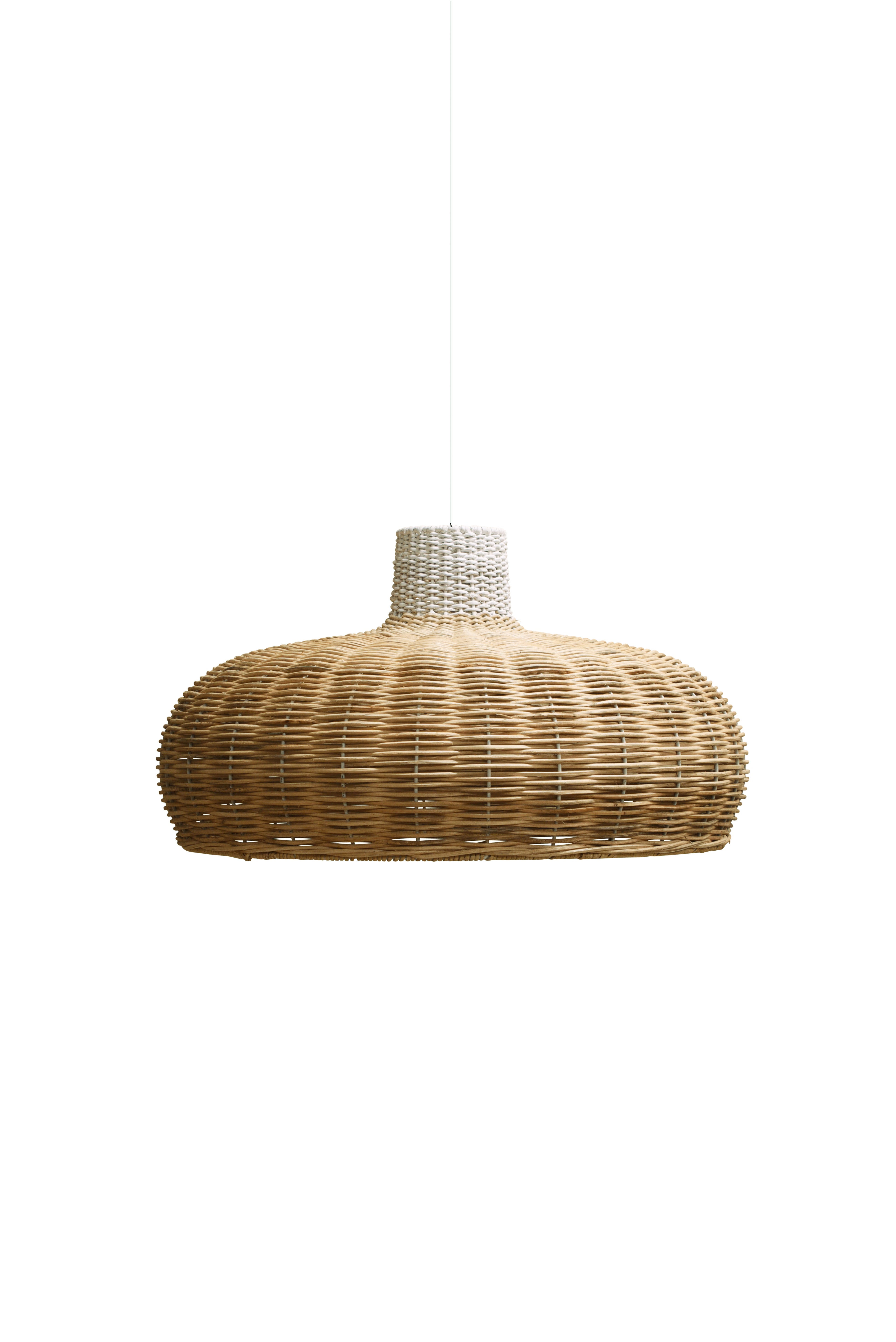 Dalat Round Lightshade - Natural w/White Rim