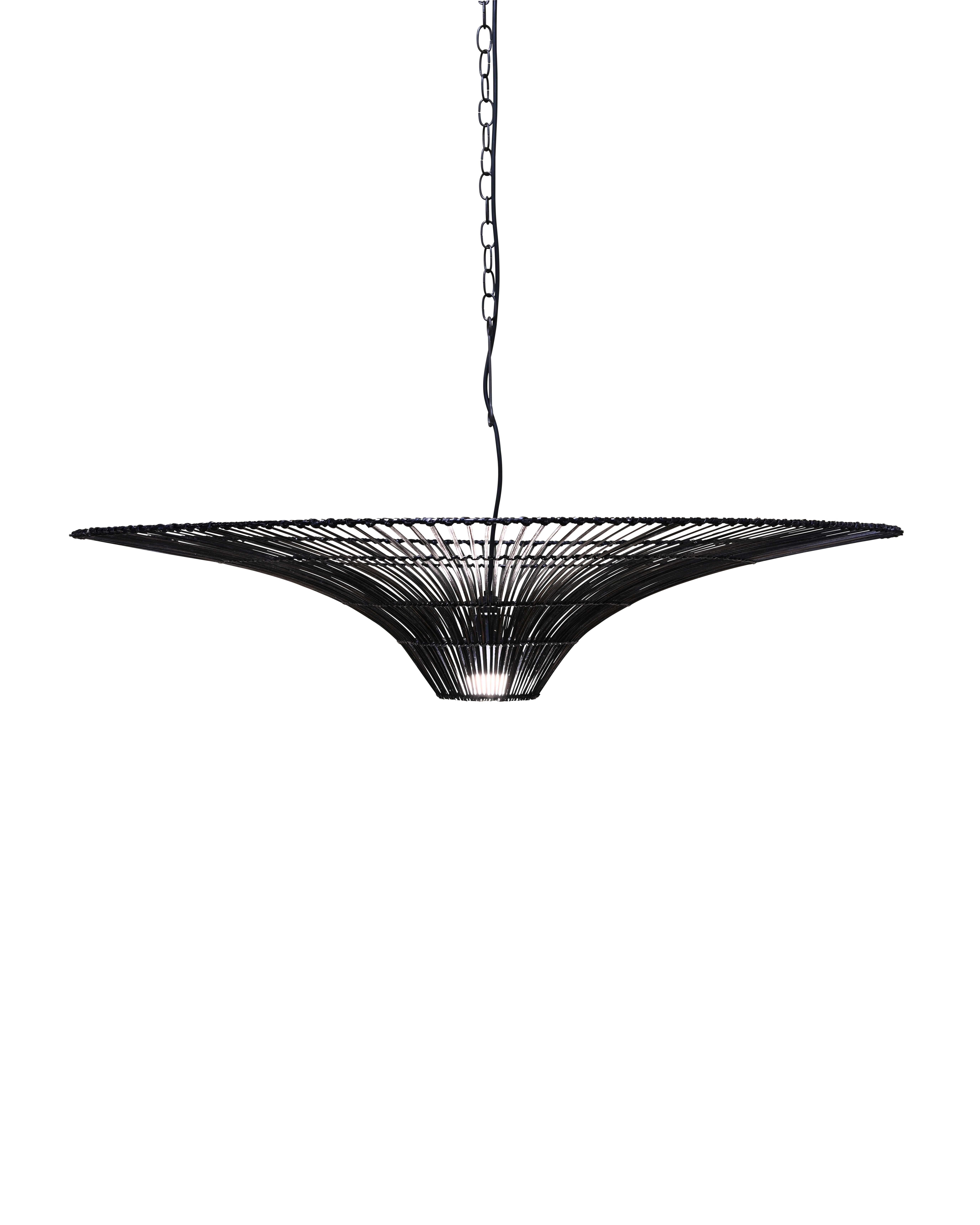 Venten Upside-Down Hanging Lightshade - Black/Natural Wash