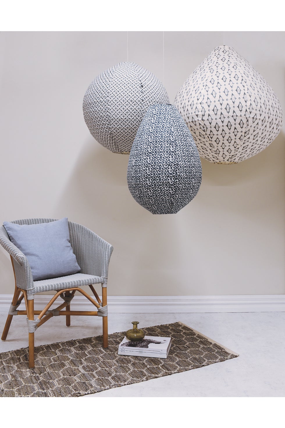Fabric Hanging Lightshade Round - Blue*