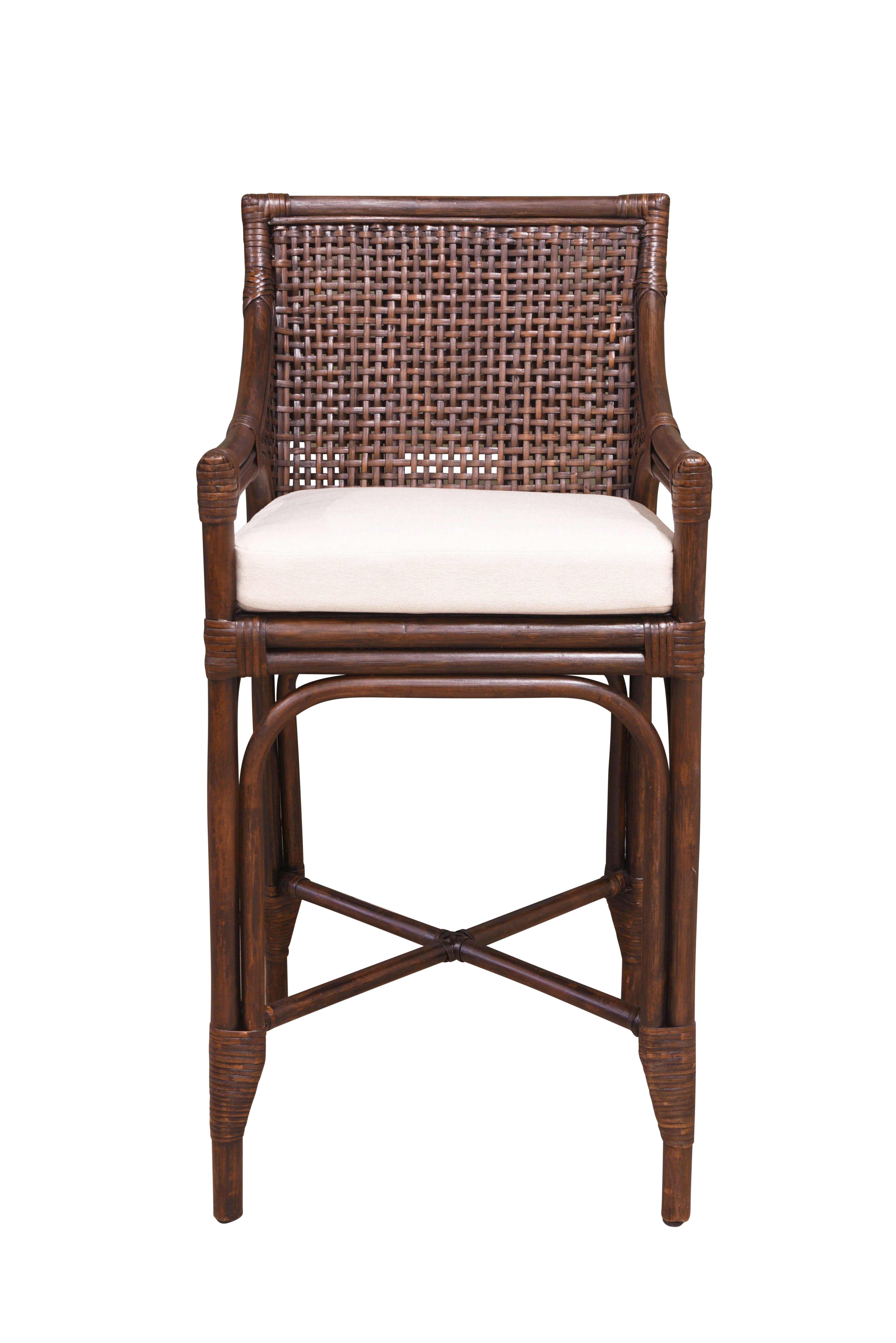 PLANTATION Kipling Bench Stool w/Cream Seat Cushion - Chocolate