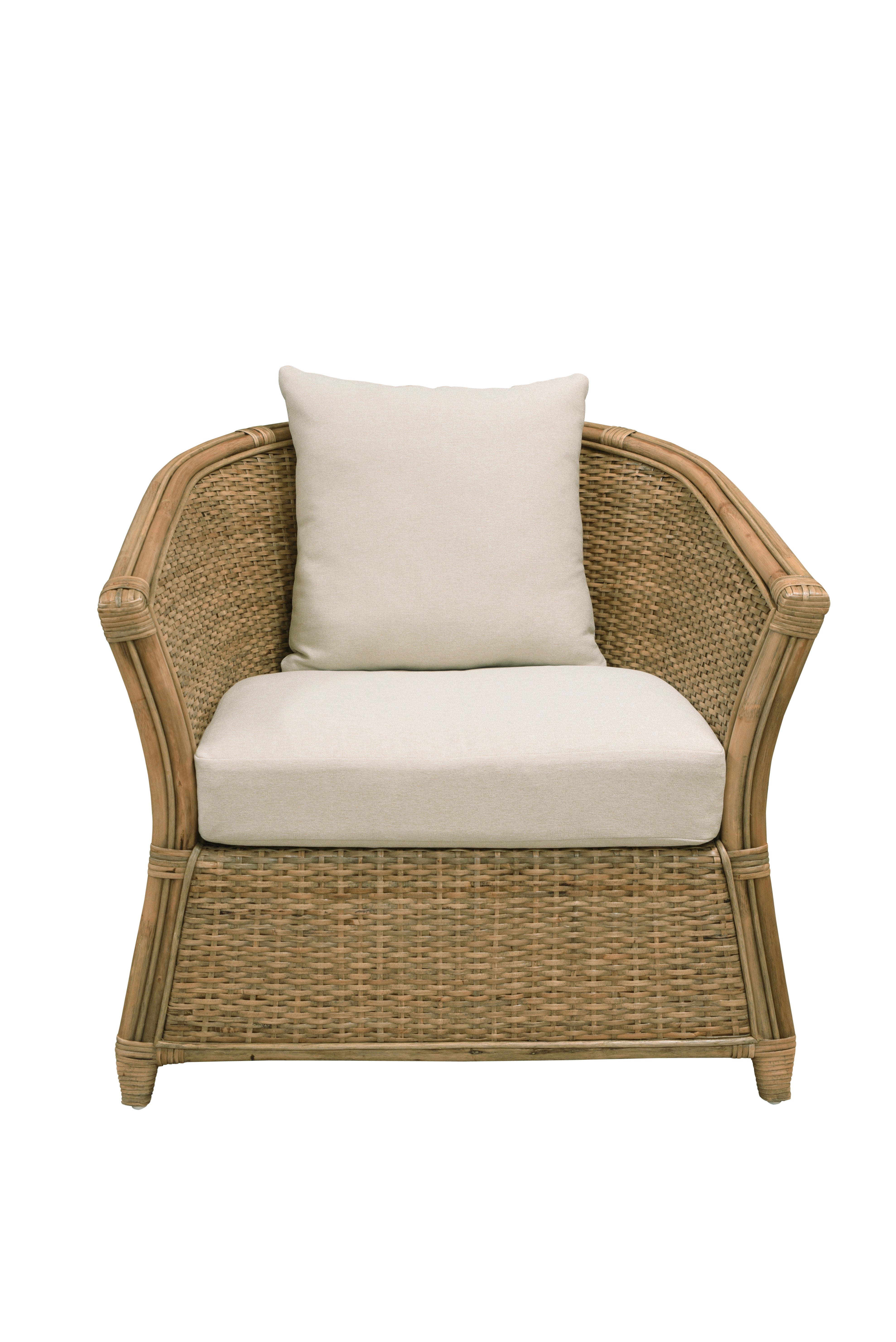 PLANTATION Amara Armchair w/Cream Seat&Scatter Cushion -Washed Natural