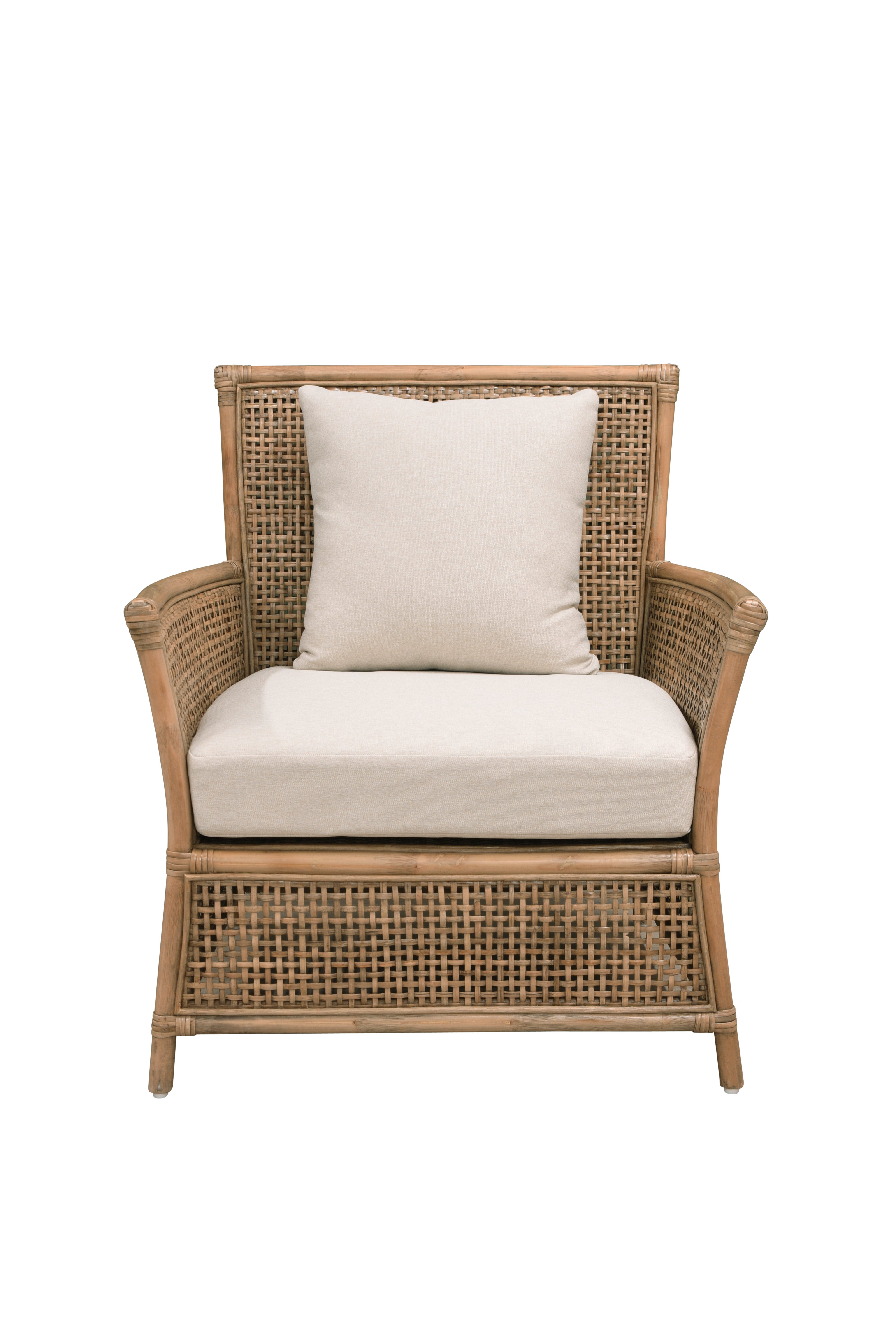 PLANTATION Conrad Armchair w/Cream Seat&Scatter Cushion Washed Nat *