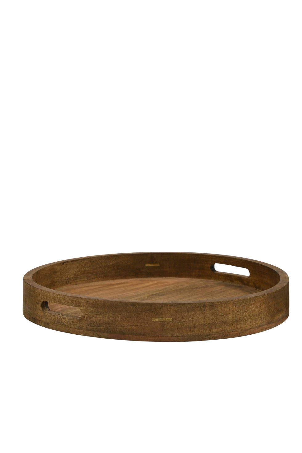 Wooden Round Tray w/Handles Large - Natural Wood