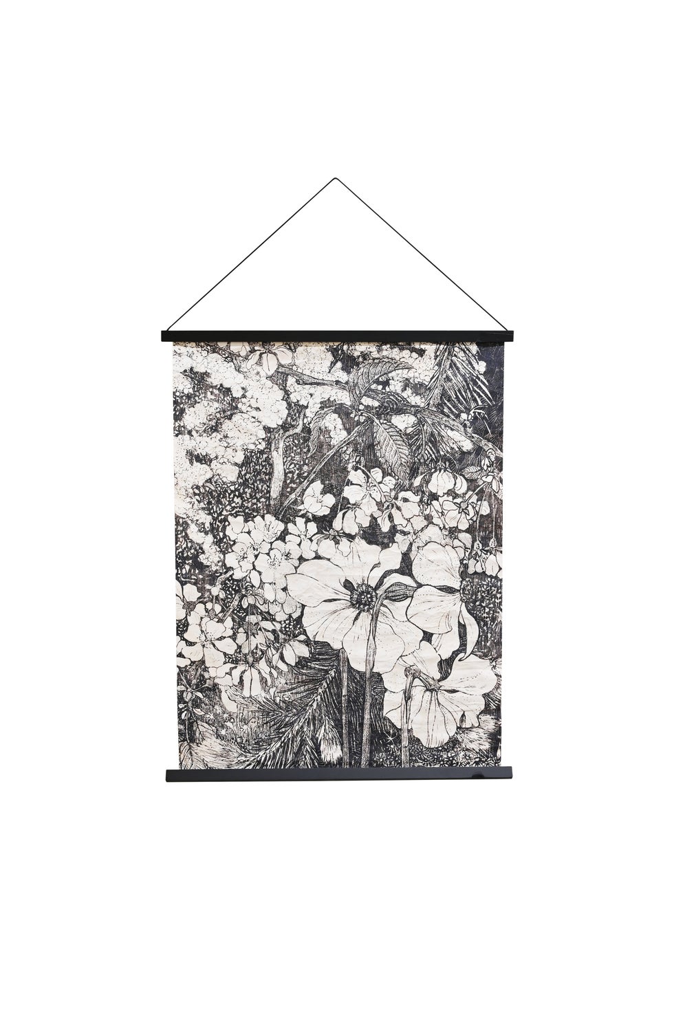 Hanging Paper Scroll Art - Monochrome Bloom