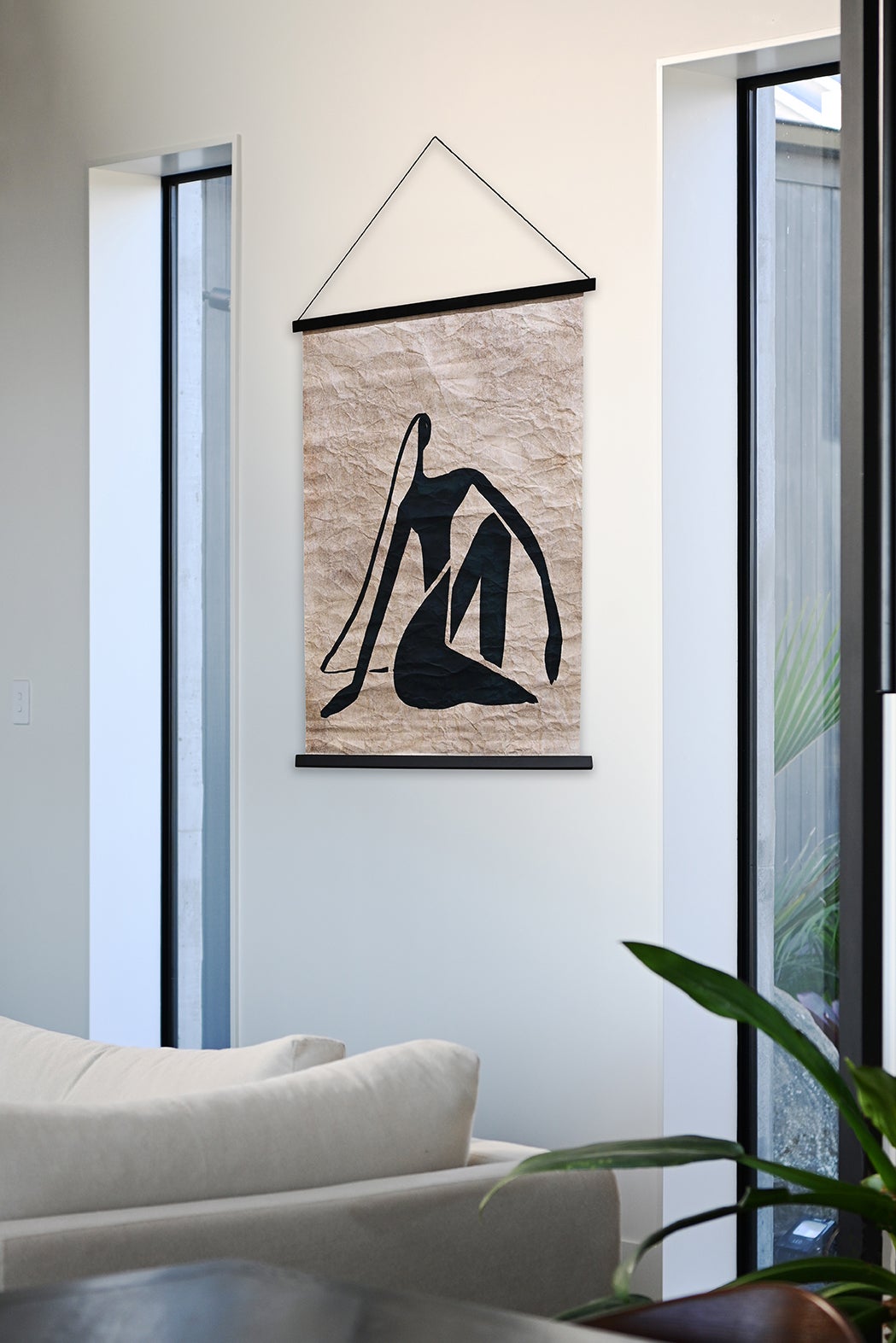 Hanging Paper Scroll Art Small - Resting Lady